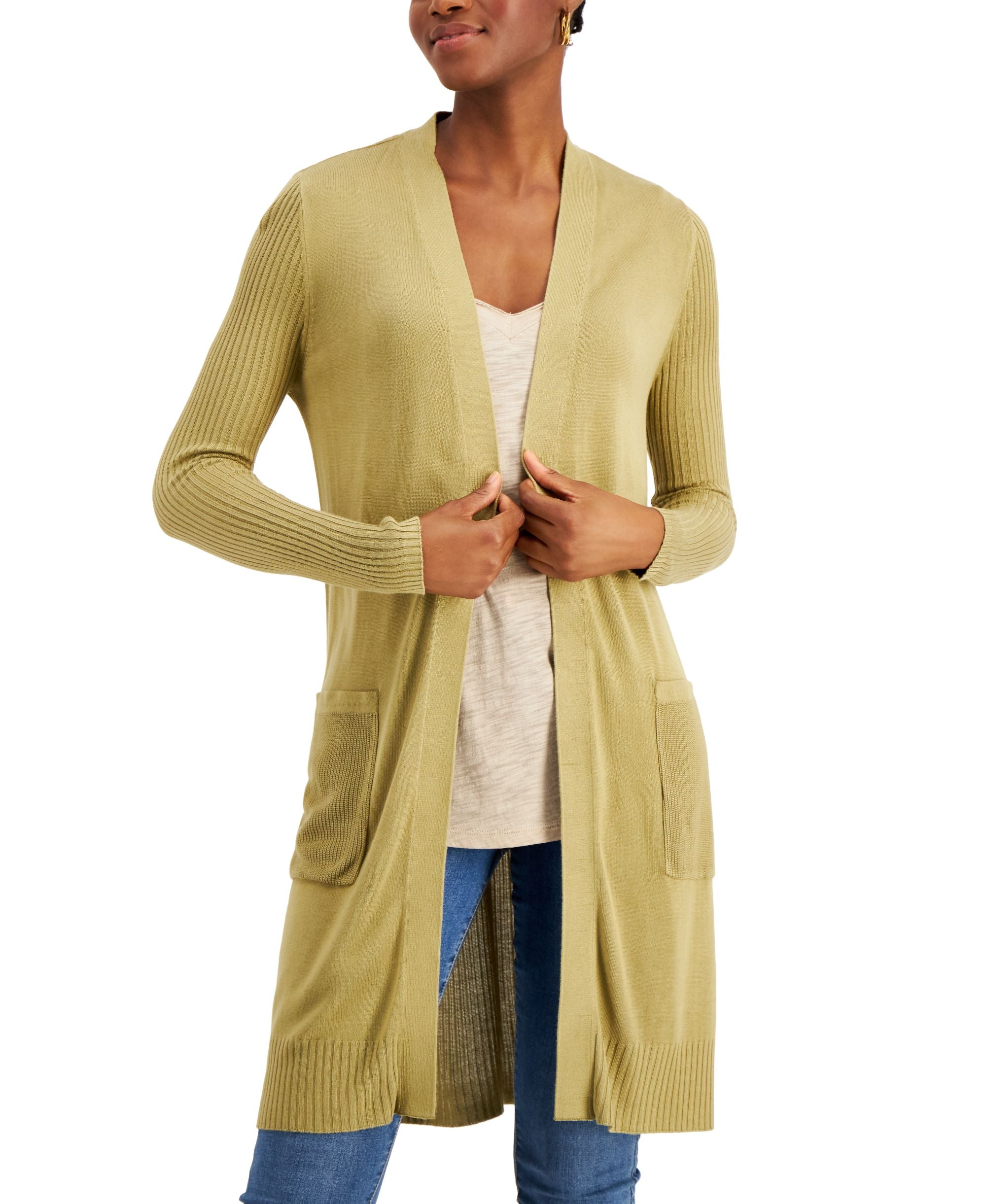 International Concepts Womens Ribbed Duster Cardigan