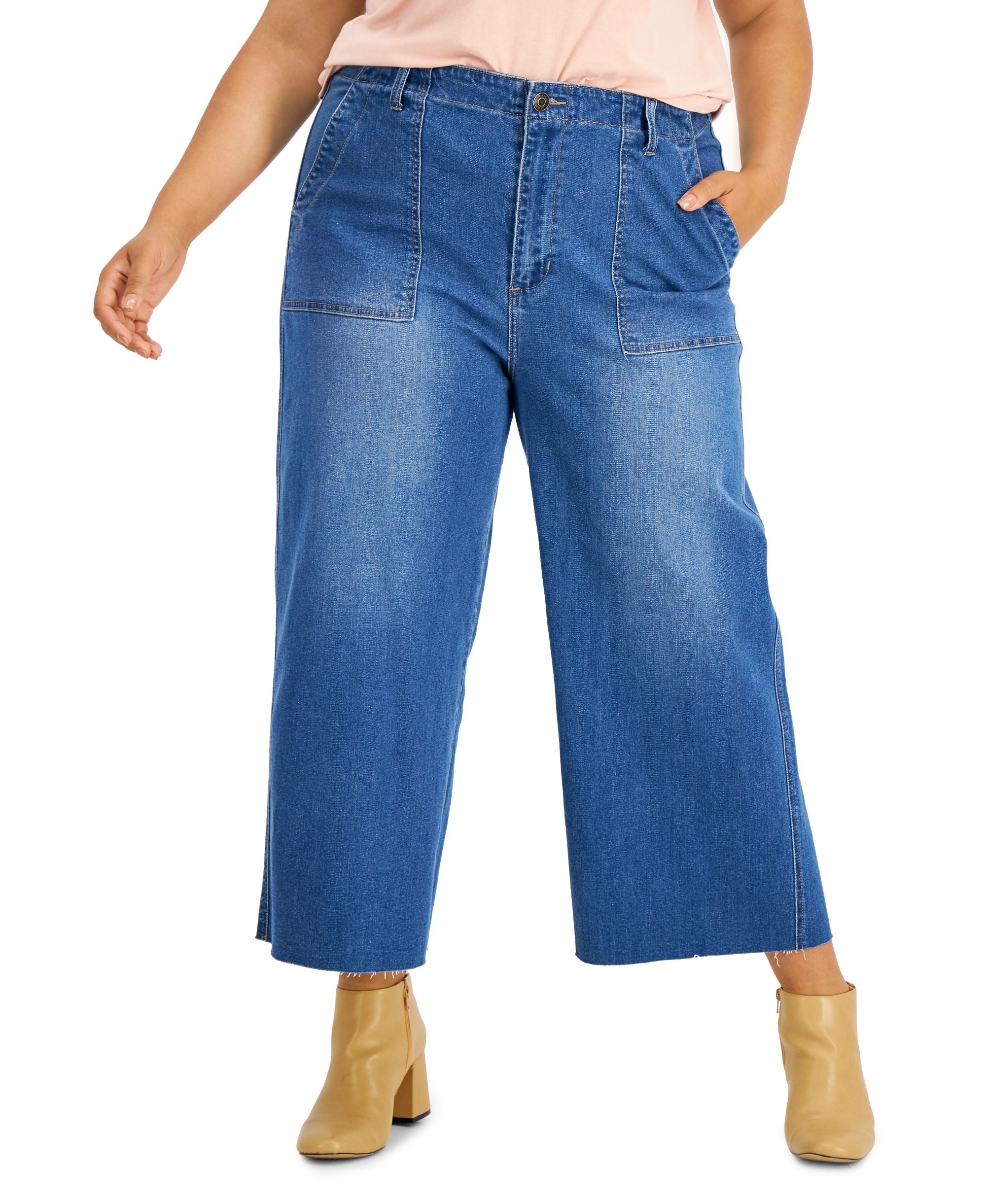 Gogo Jeans Trendy Plus Size Wide Leg Jeans