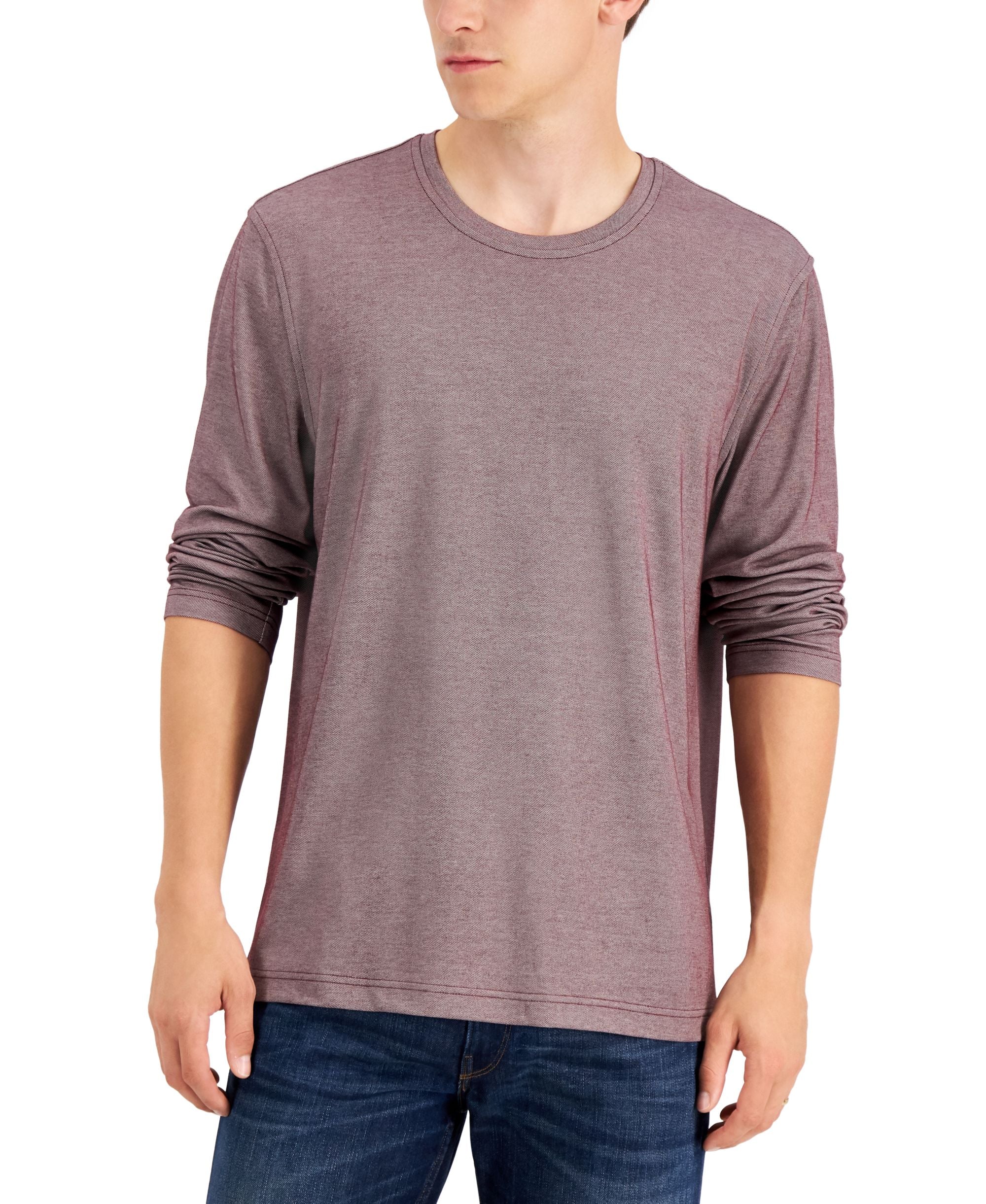 Alfani Mens Long Sleeve Supima Crewneck T-Shirt