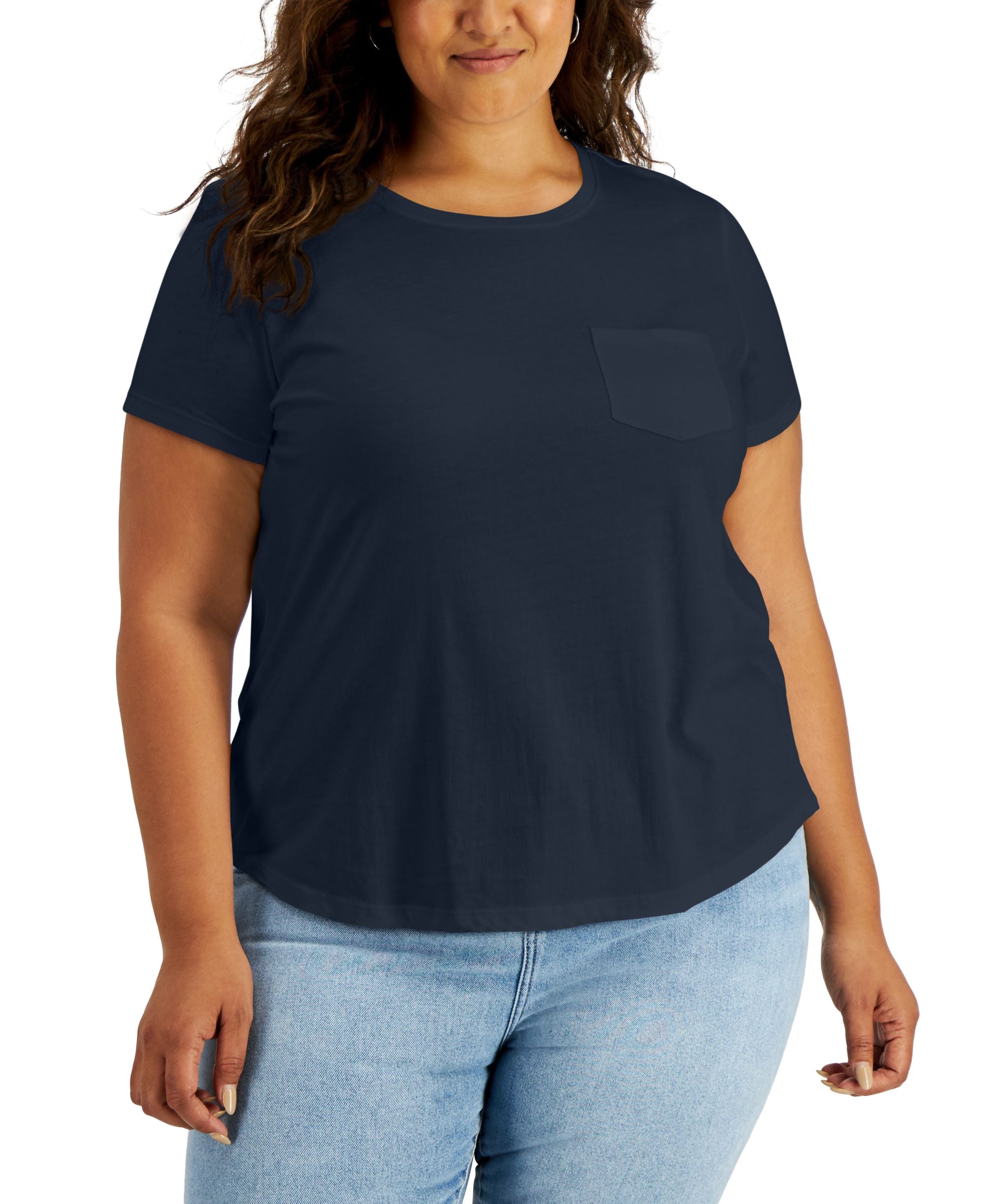 Style & Co Plus Size Cotton Pocket T-Shirt