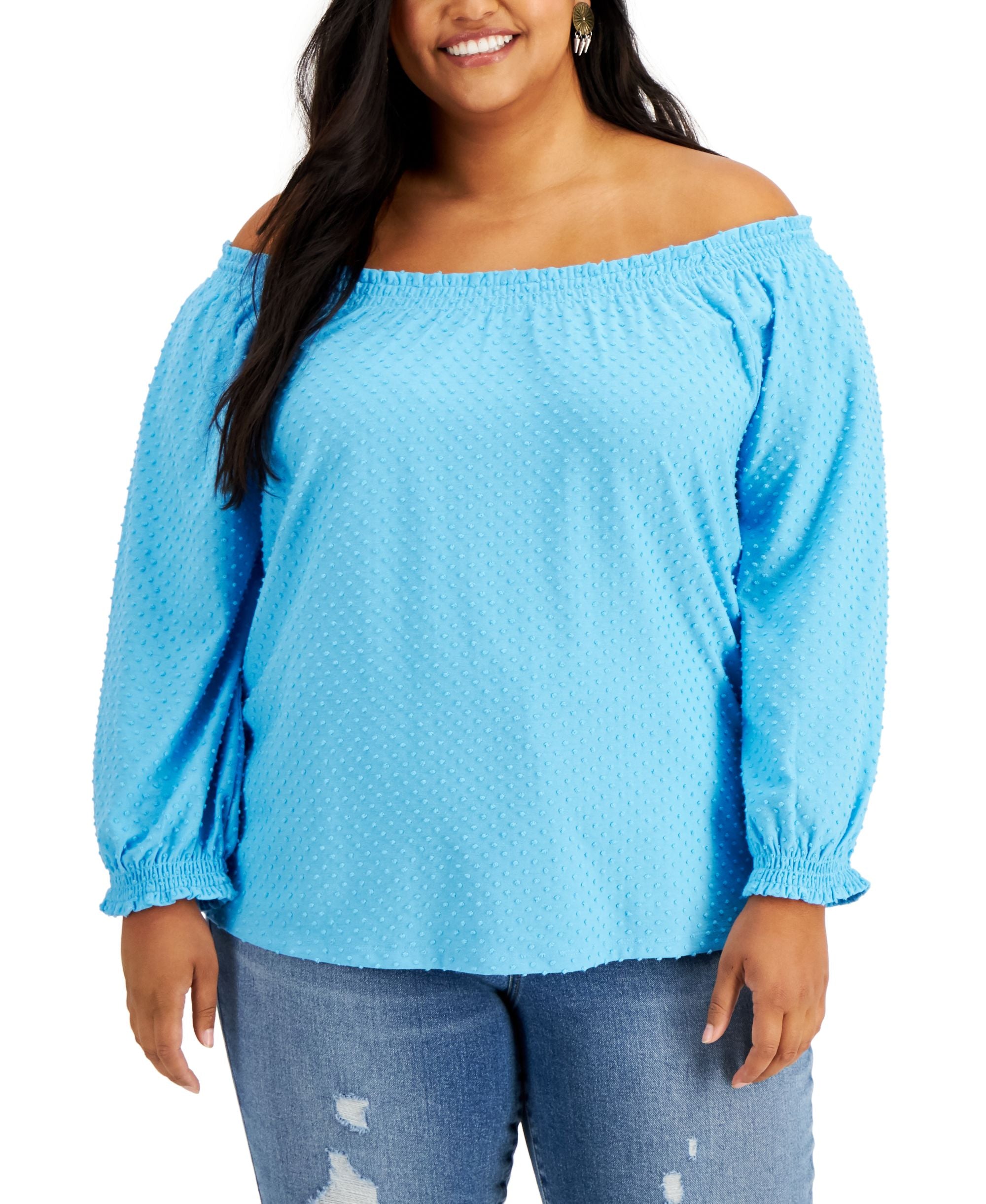 Style & Co Plus Size Clip Dot Top
