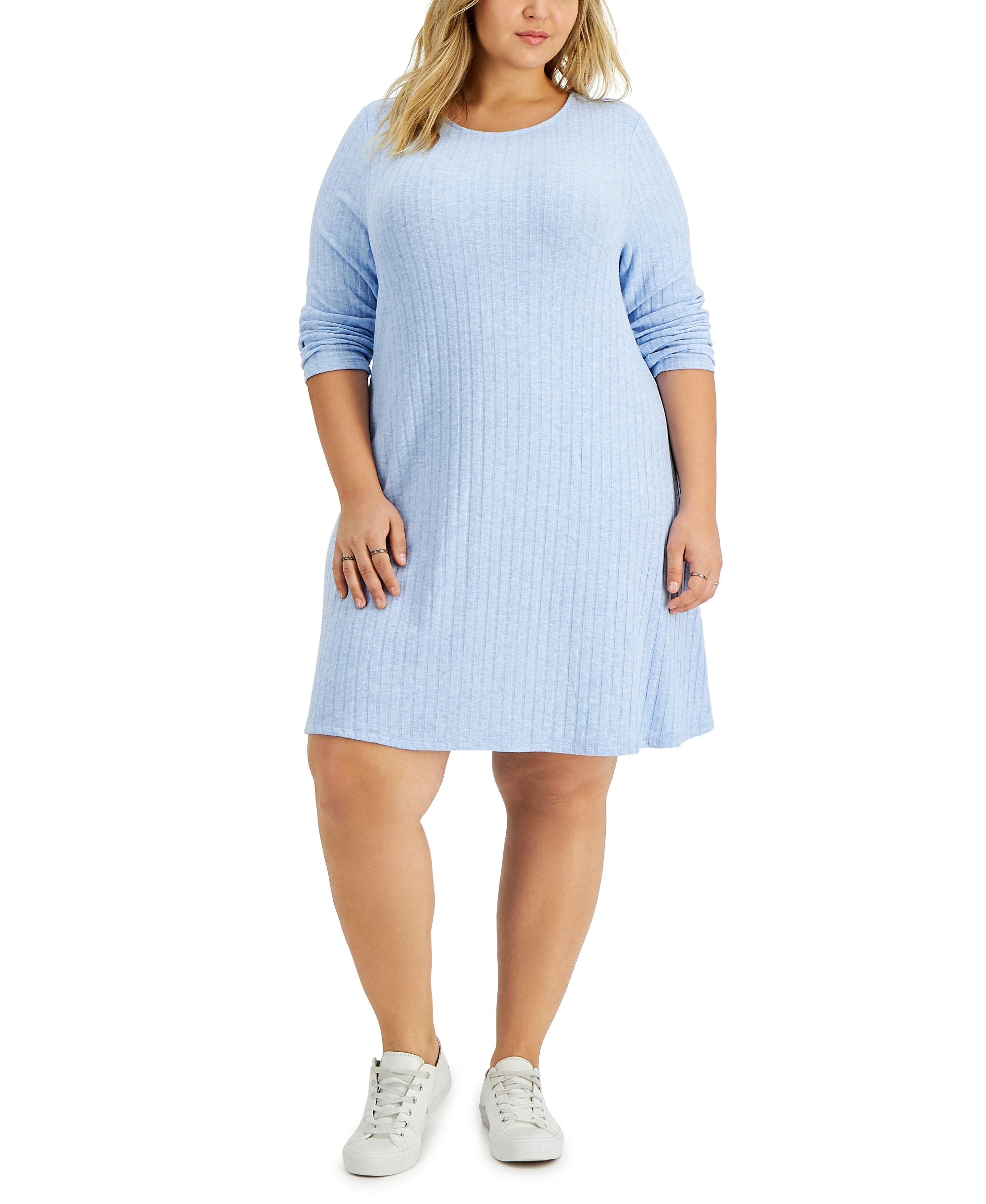 Style & Co Hacci Ribbed Brushed Swing Dress