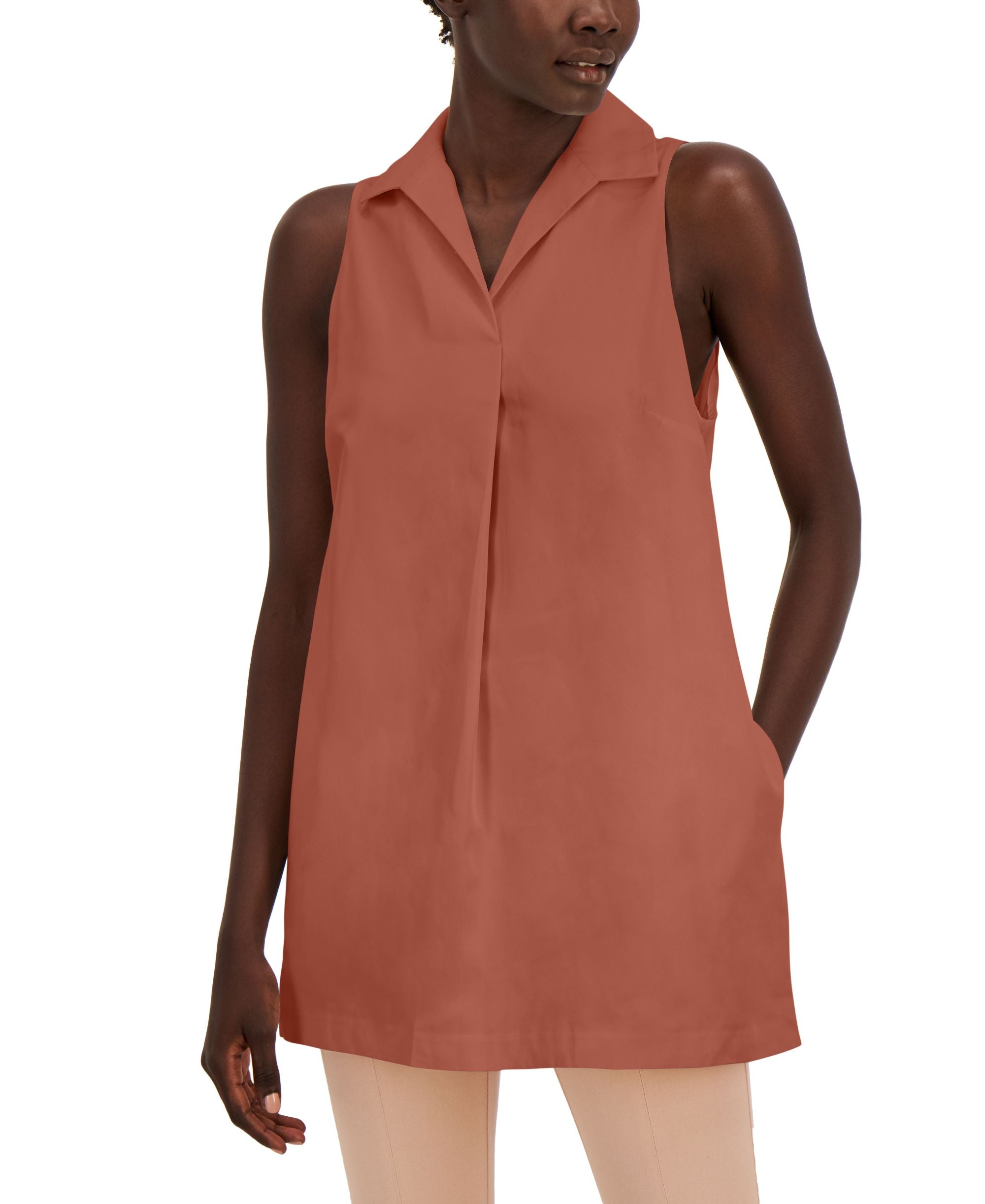 Alfani Petite Collared Sleeveless Tunic