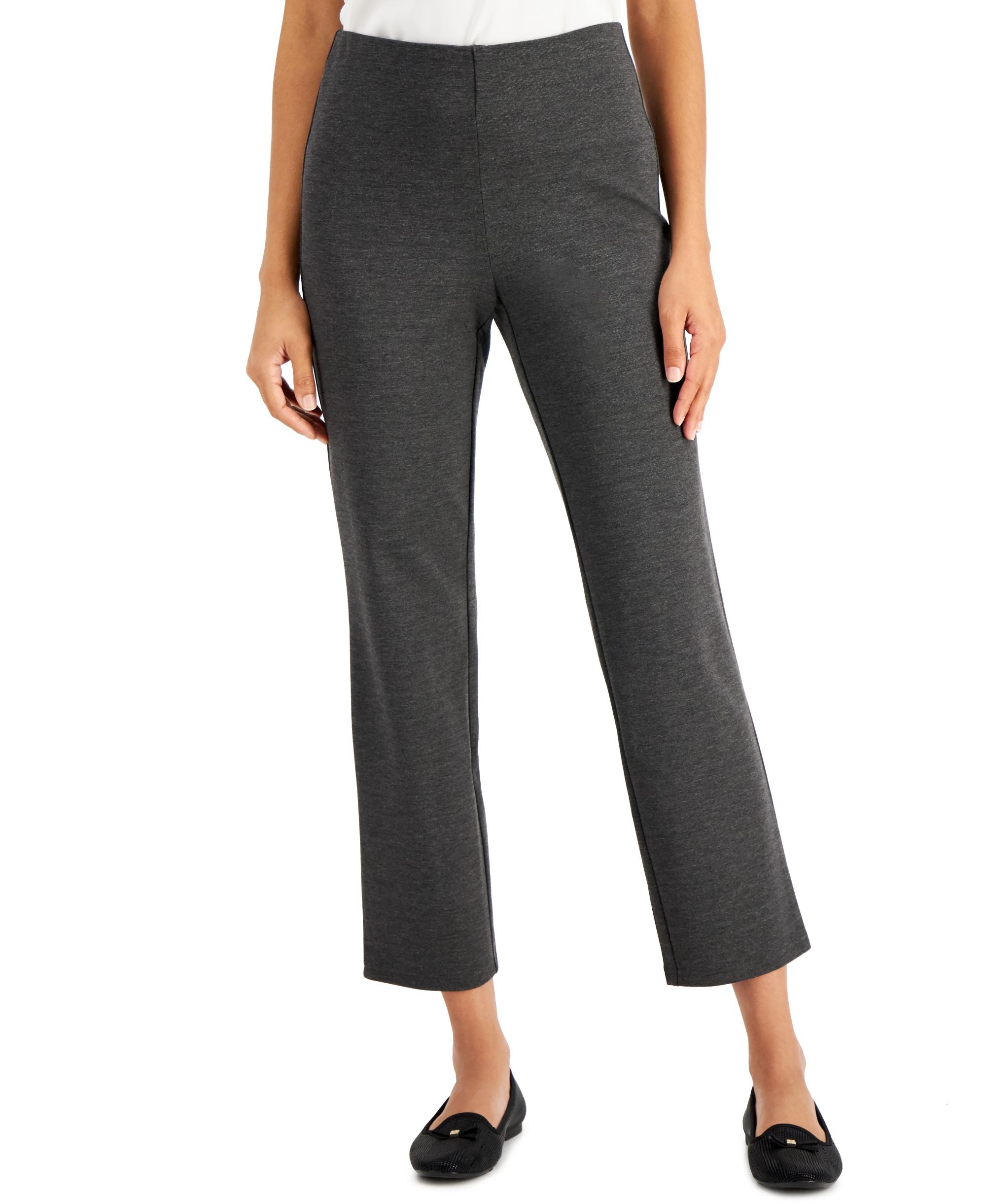 JM Collection Petite Heathered Ponte-Knit Ankle Pants