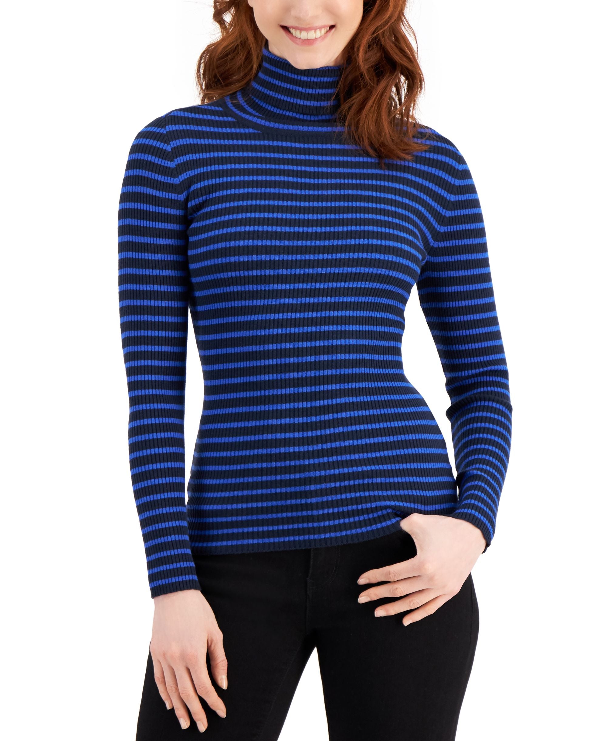 Style & Co Striped Turtleneck Sweater