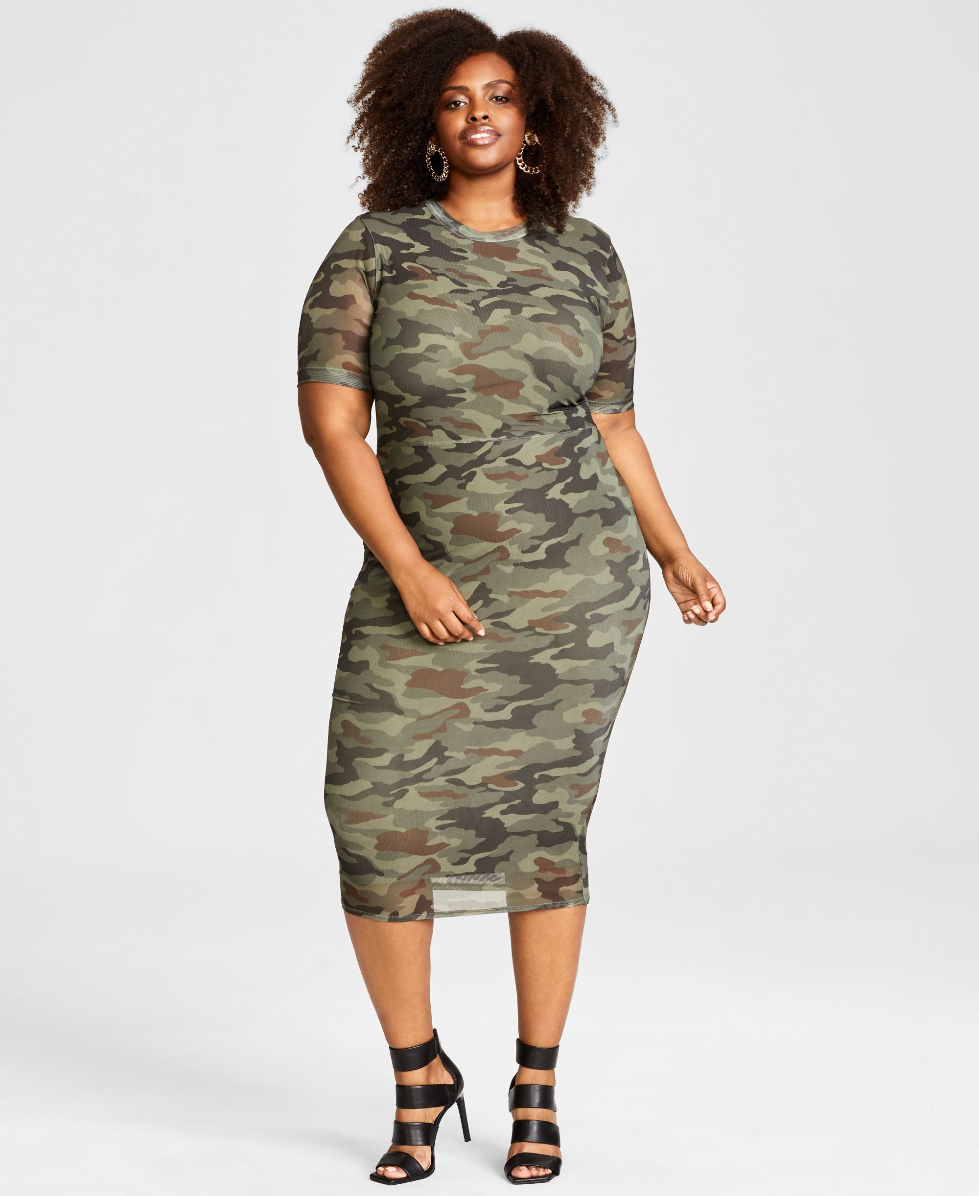 Nina Parker Trendy Plus Size Mesh Midi Dress