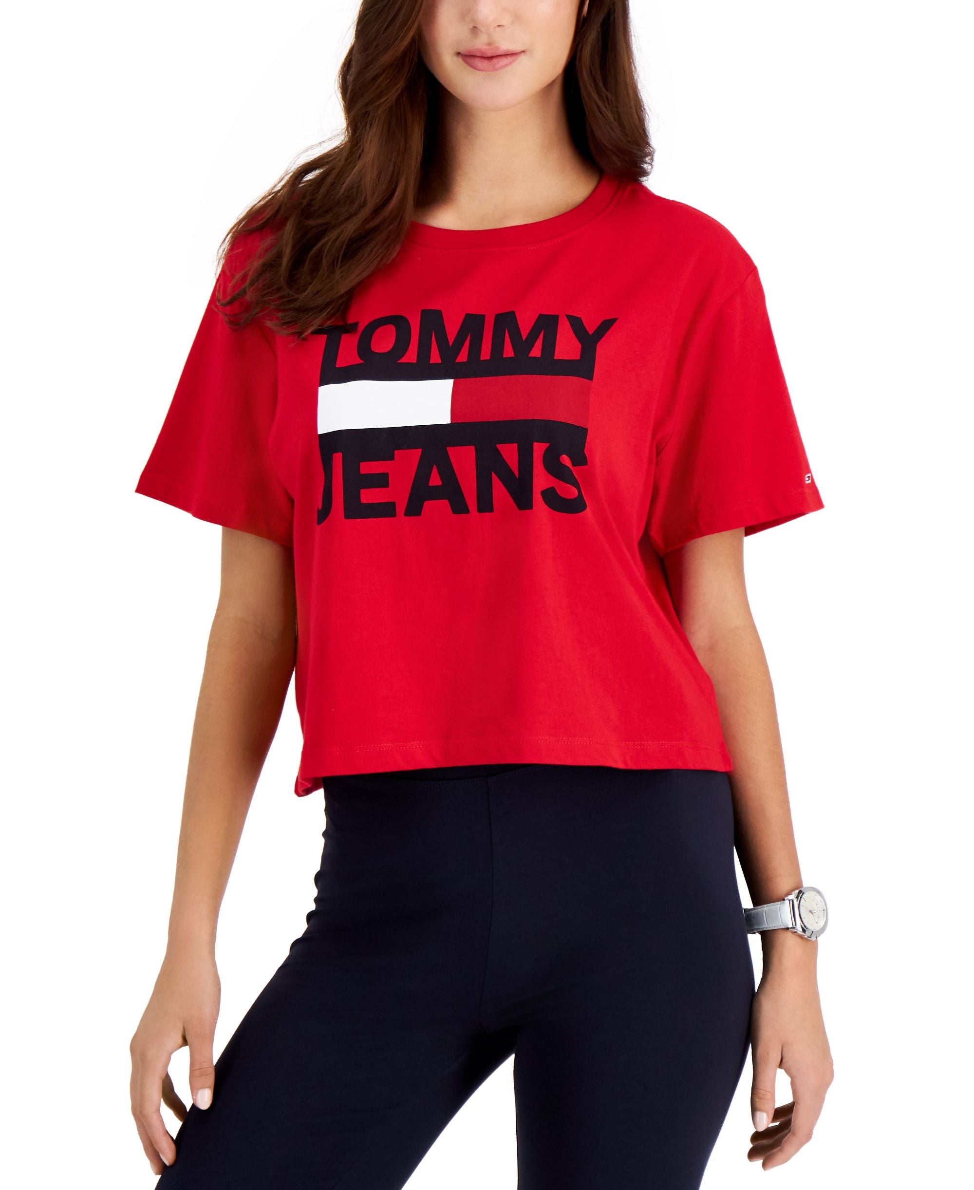 Tommy Jeans Cotton Big Logo Cropped T-Shirt