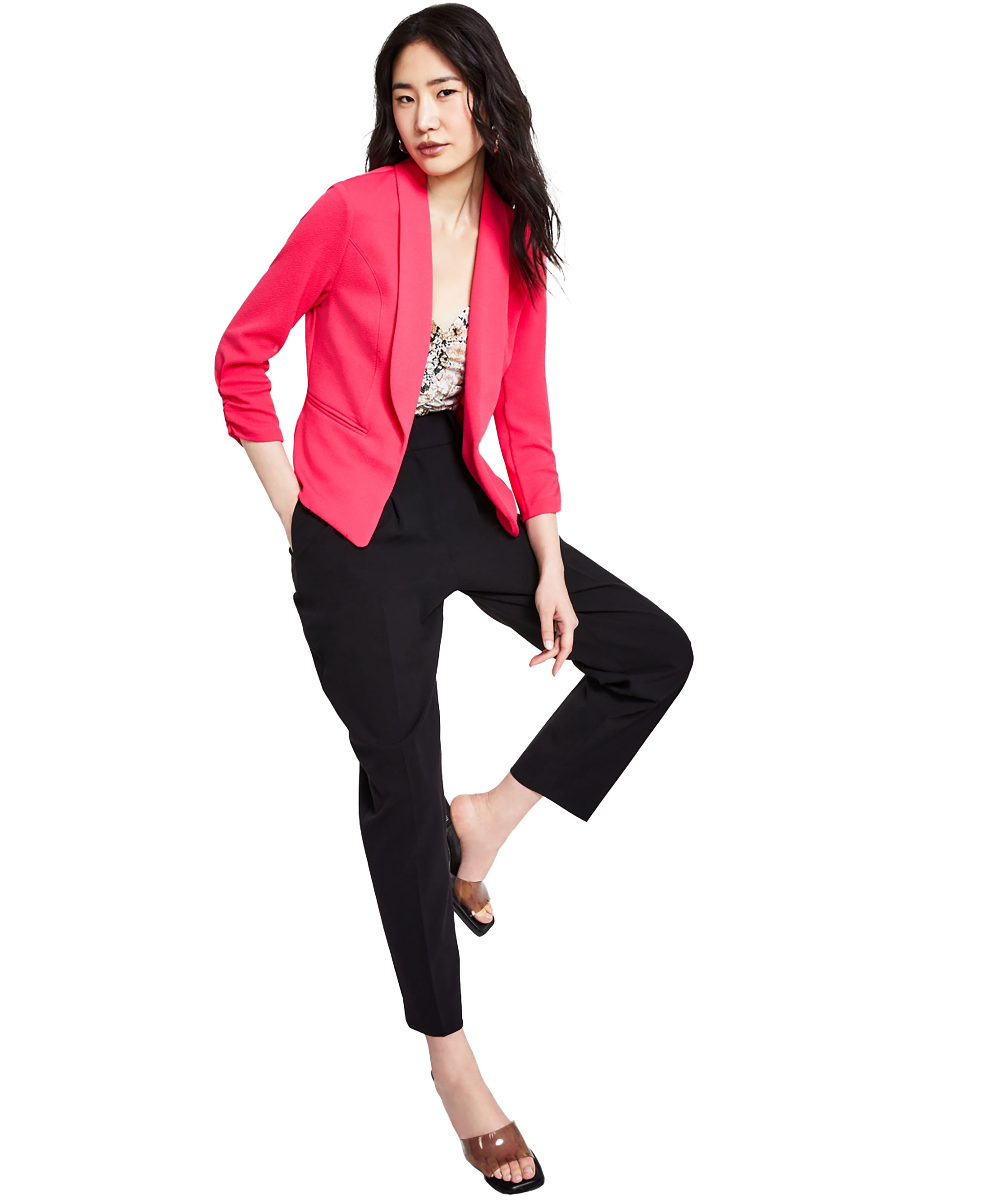 Petite Ruched-Sleeve Jacket