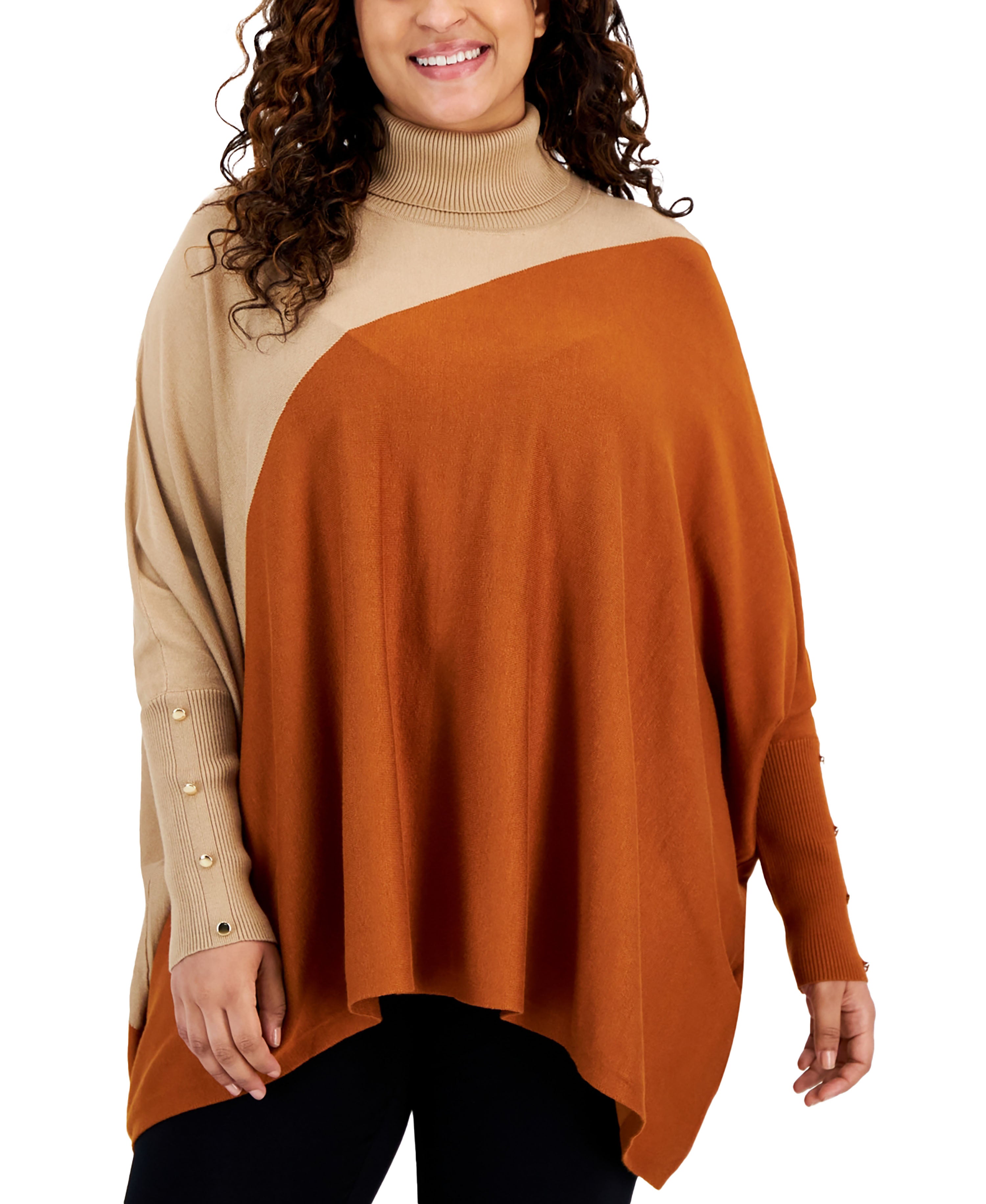 Plus Size Colorblocked Turtleneck Sweater