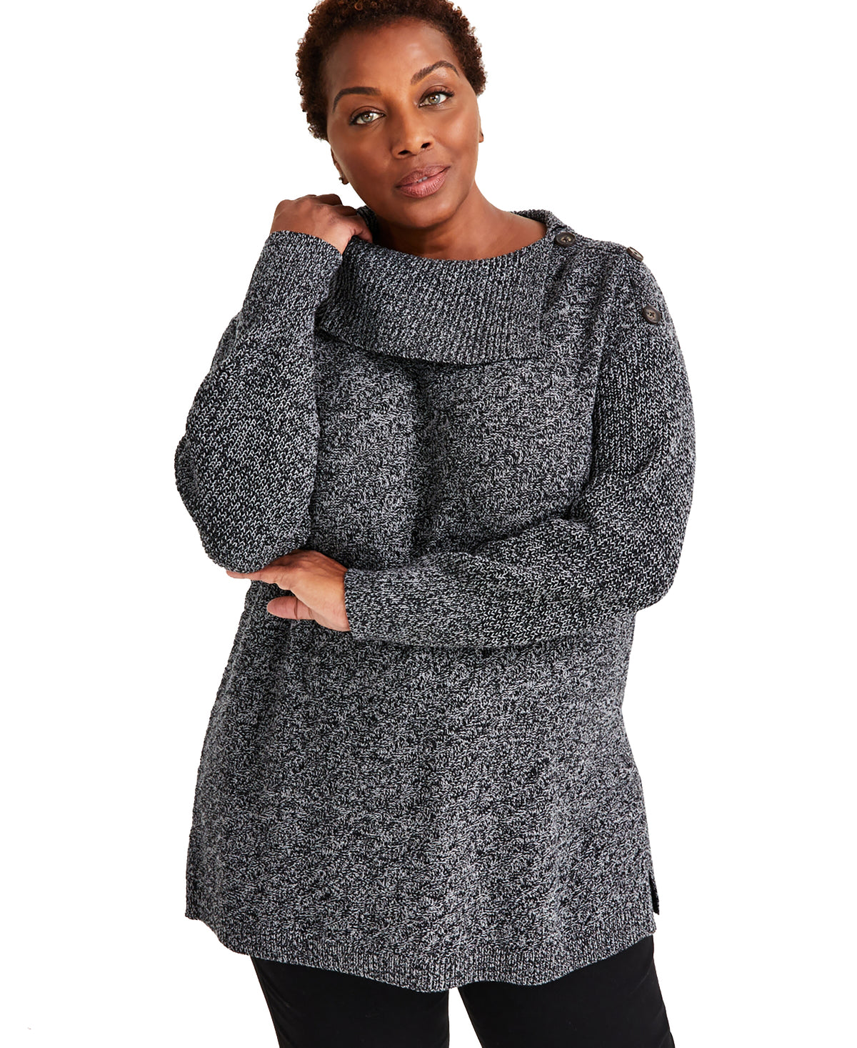 Plus Size Envelope-Neck Sweater