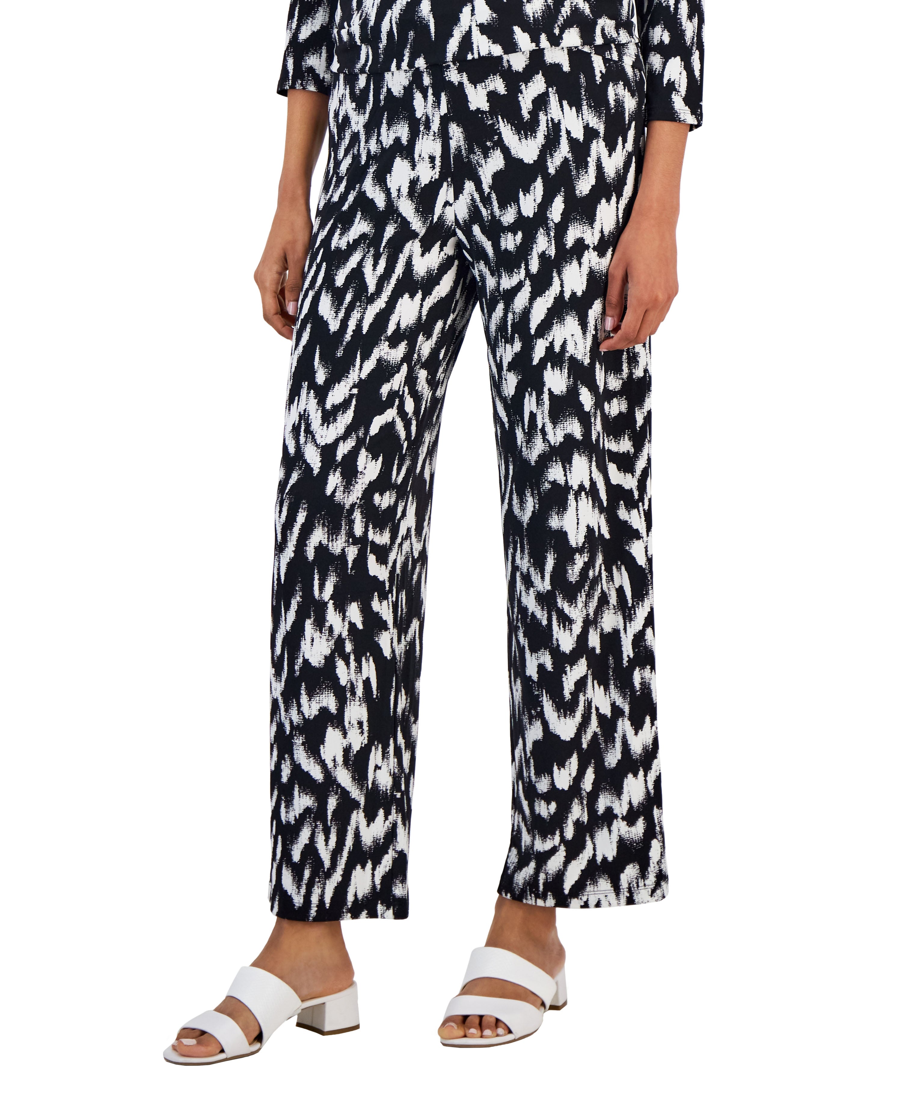 Women's Printed Relaxed Pull-On Pants, Regular & Petite