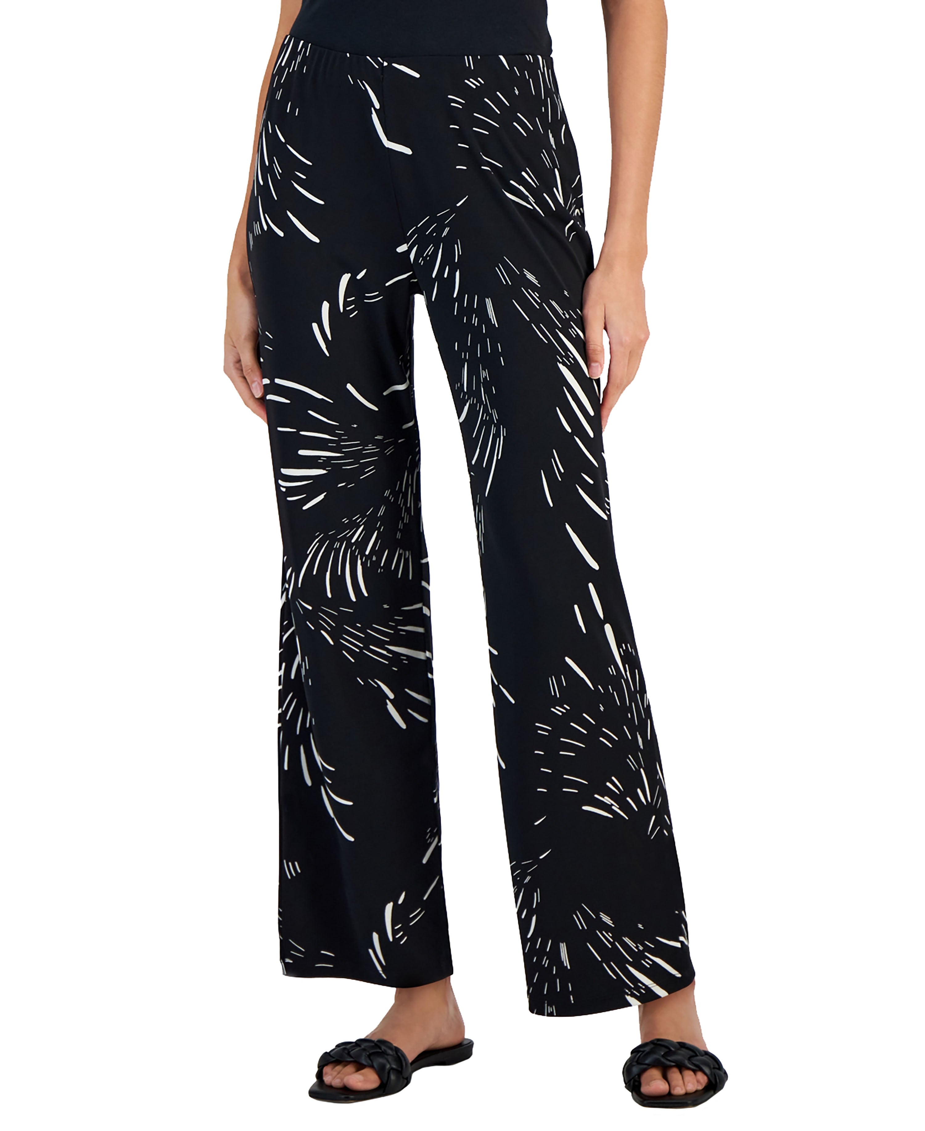 Petite Flash Firework Wide-Leg Pants Deep Black Combo PM
