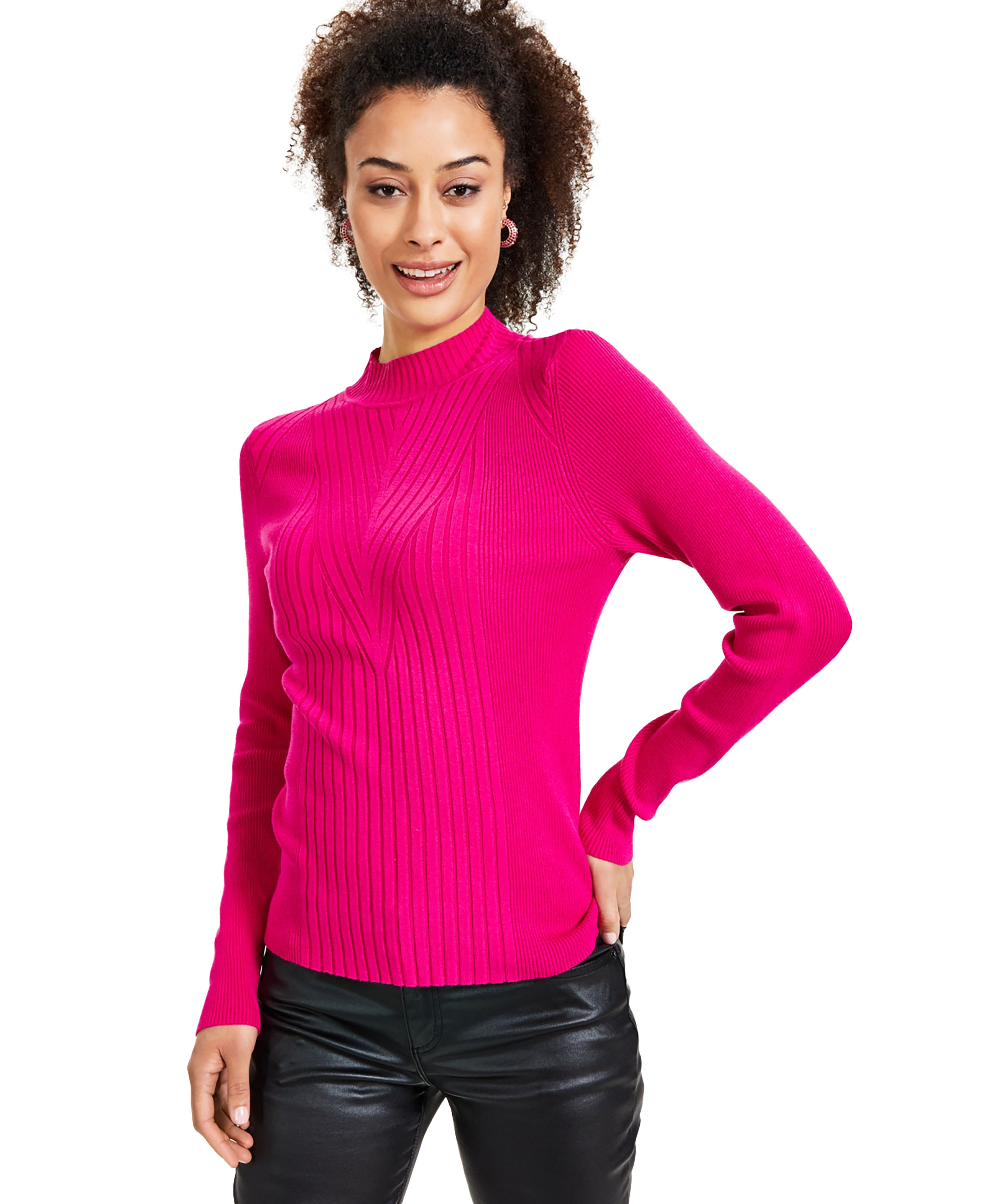 Women's Detail Ribbed Mock Neck Sweater