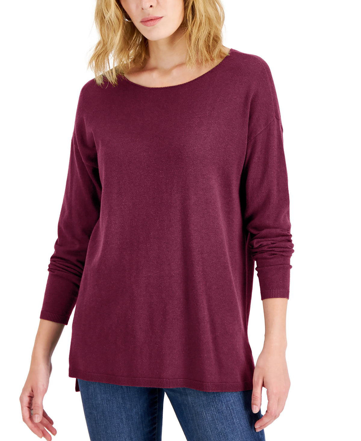 Petite Boat-Neck Tunic Sweater