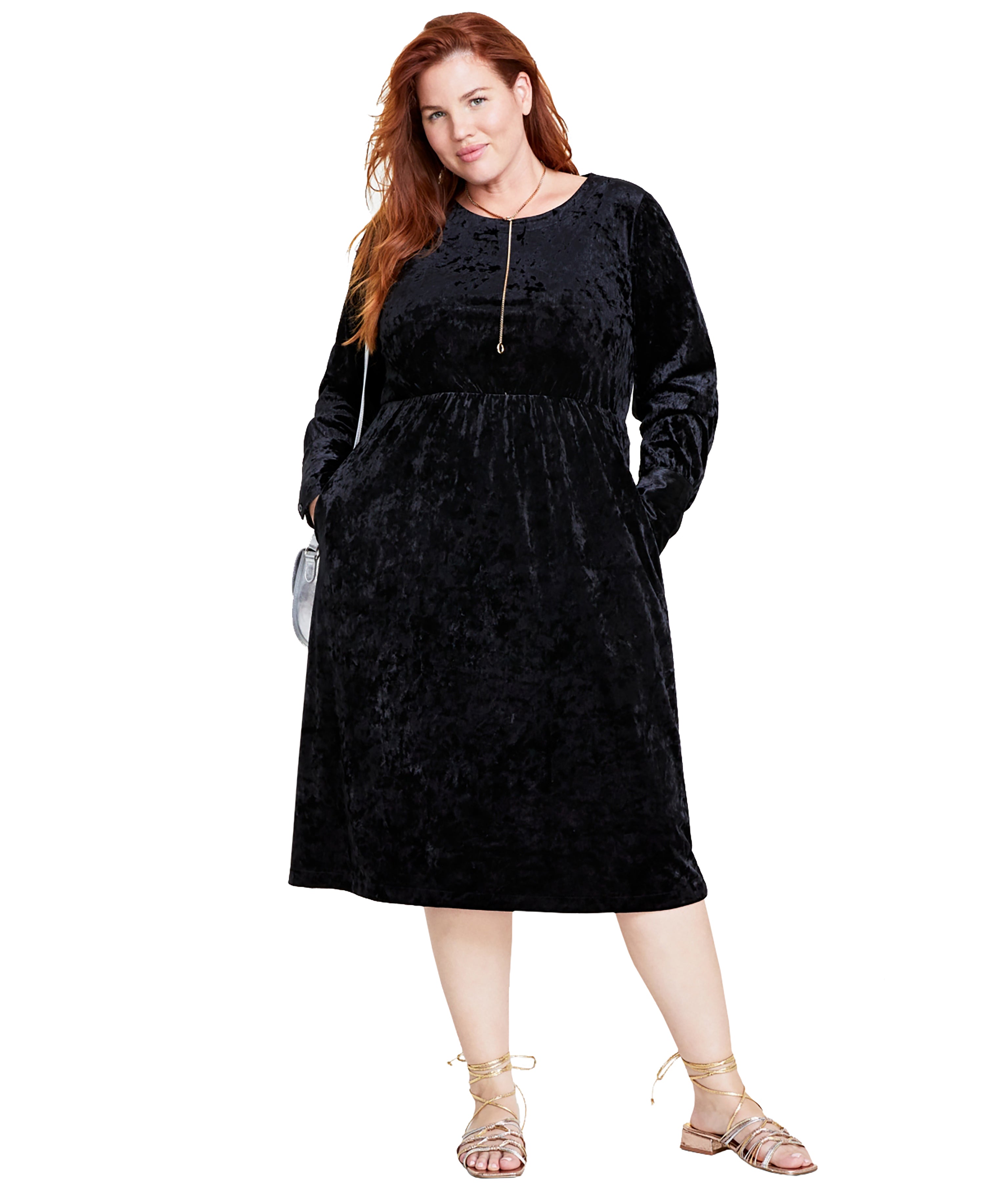Plus Size Crushed Velvet Midi Dress