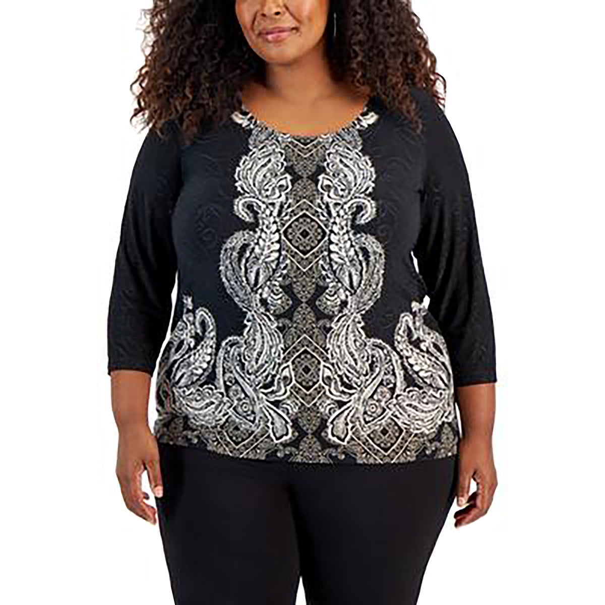 Plus Size Runway Etch Jacquard Knit Top