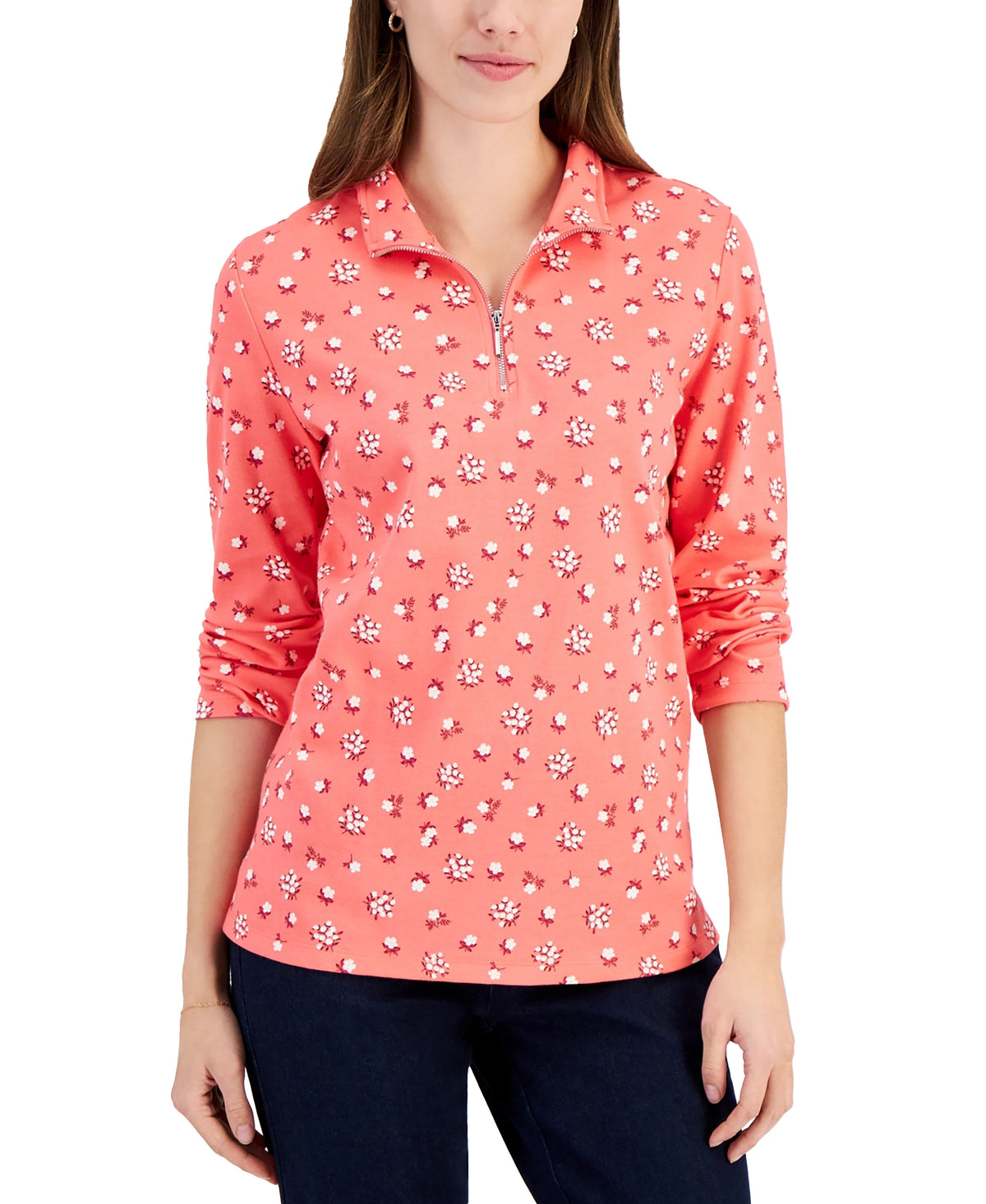 Women's Diana Daisy Printed Quarter-Zip Top