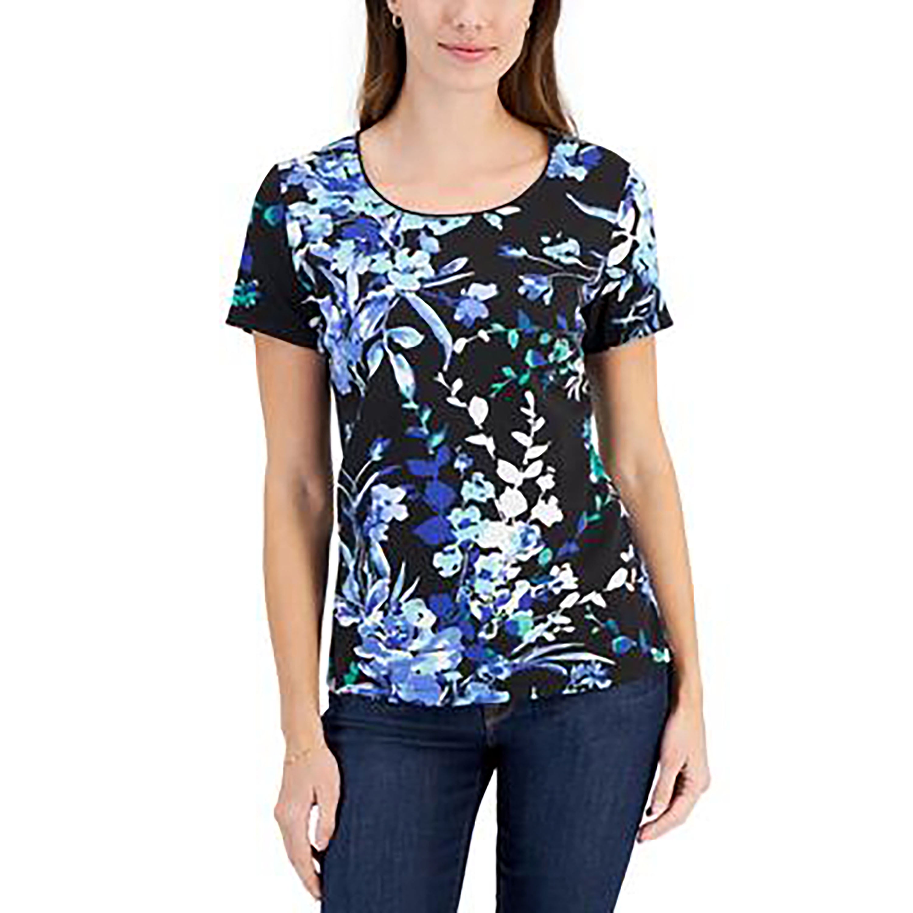 Women's Short-Sleeve Floral-Print Top