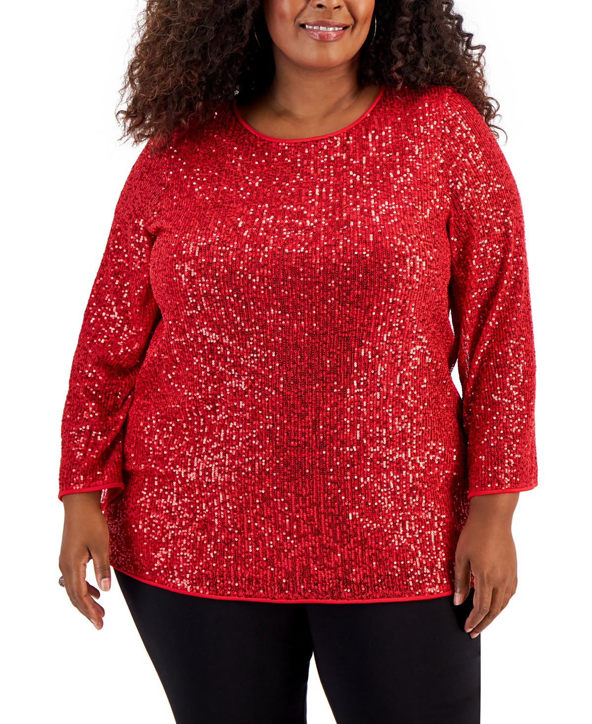 Plus Size Sequined Pullover Tunic