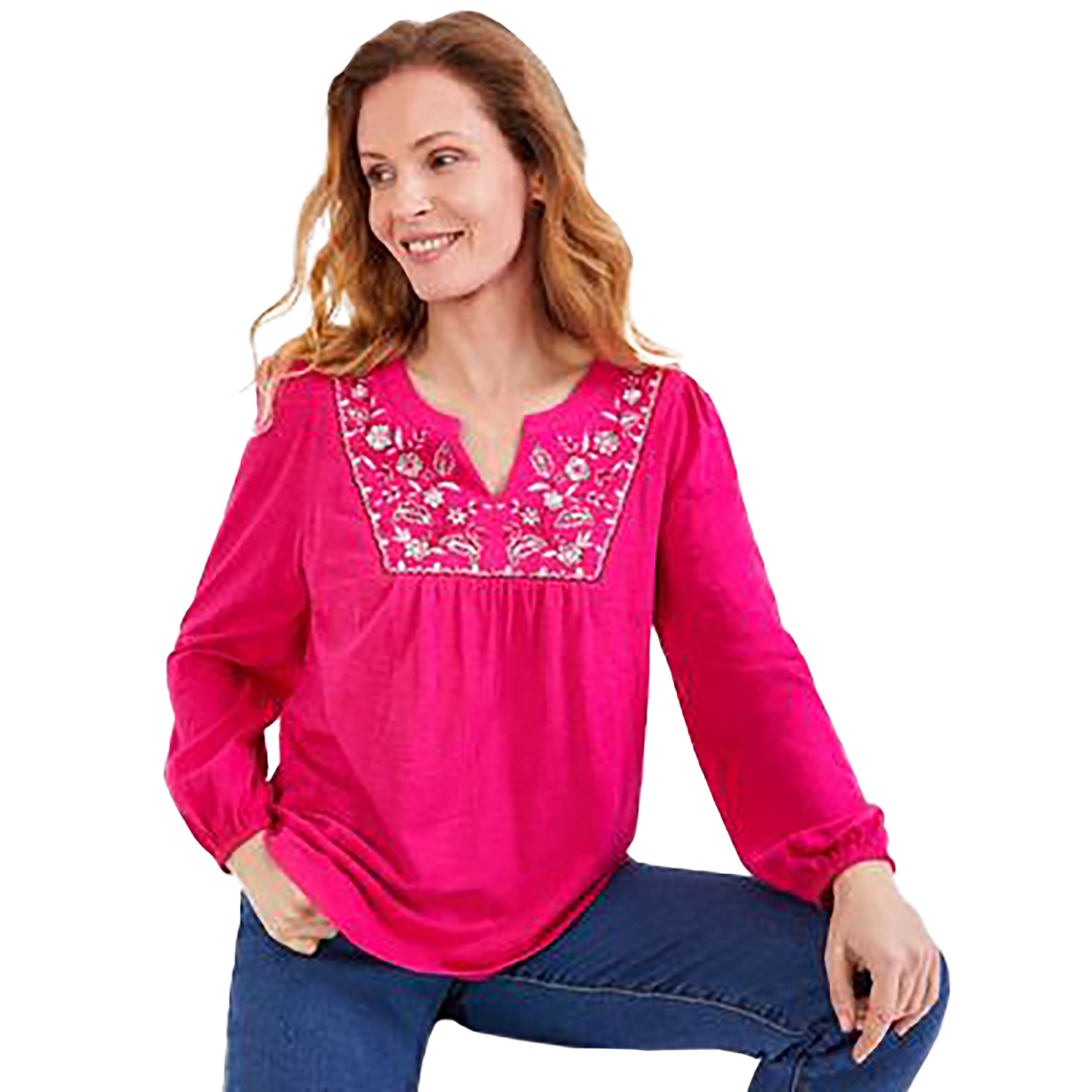 Petite Embroidered Shimmer-Knit Cotton Top
