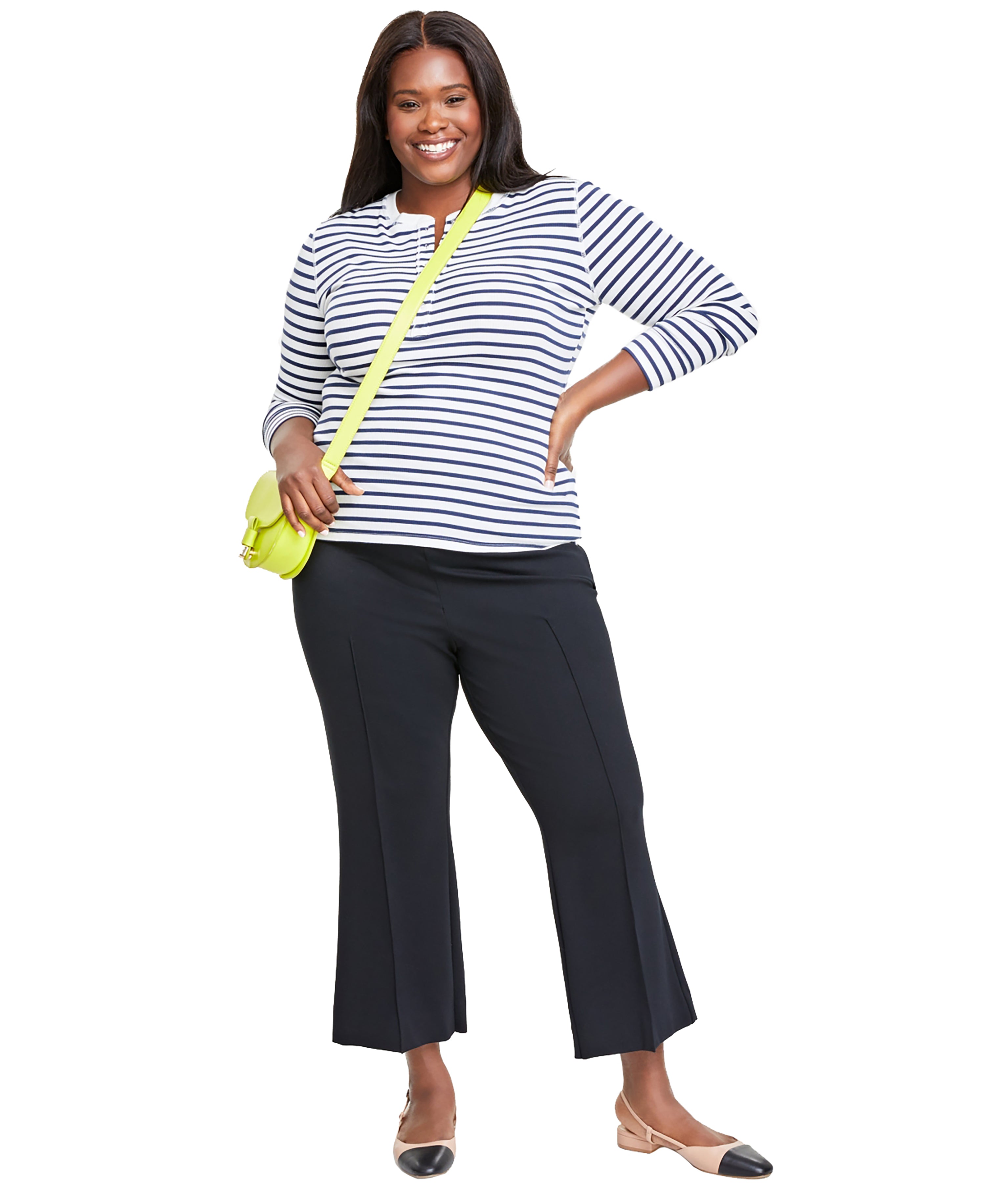 Plus Size Ribbed Long-Sleeve Henley Top