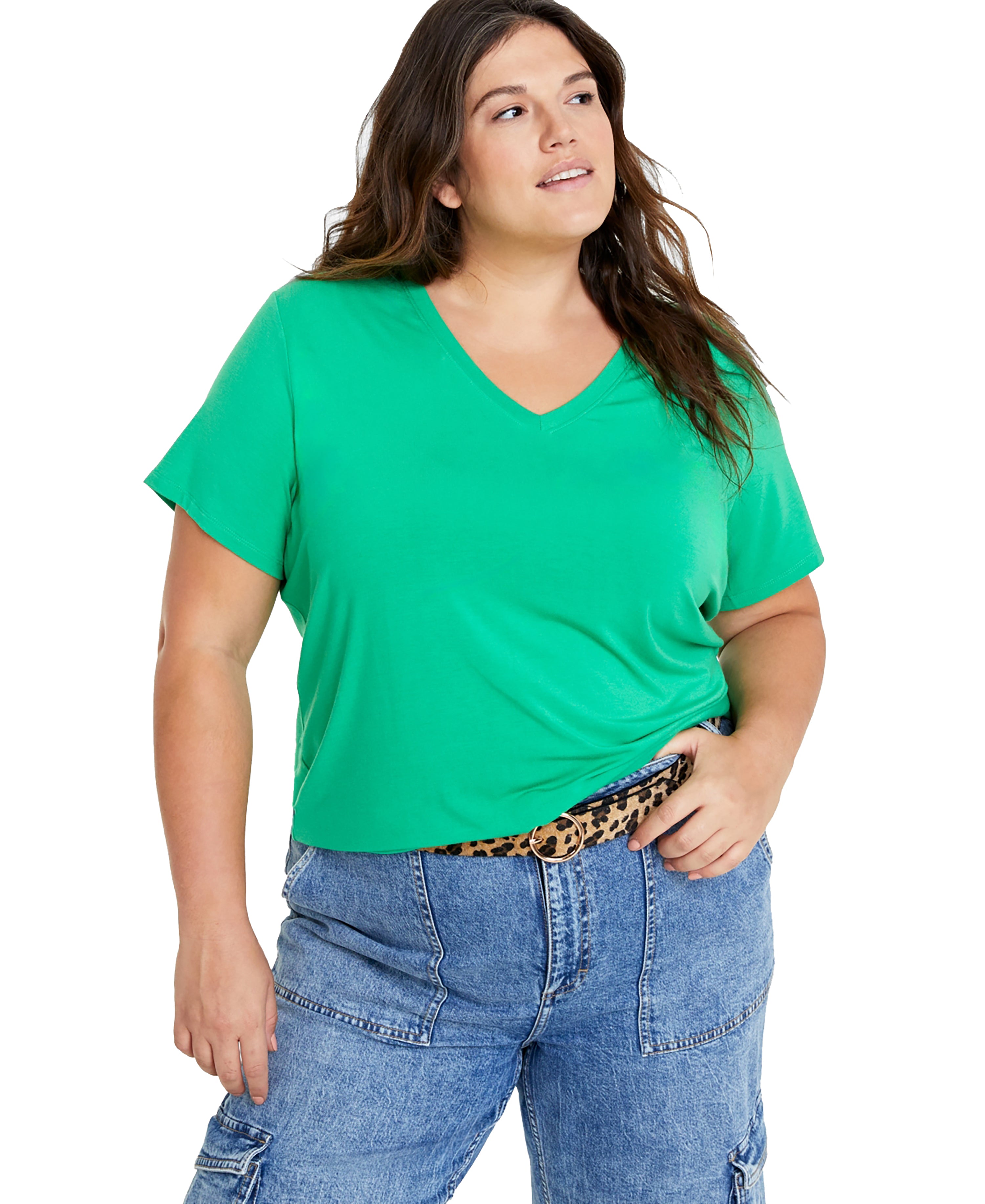 Trendy Plus Size Modal V-Neck T-Shirt