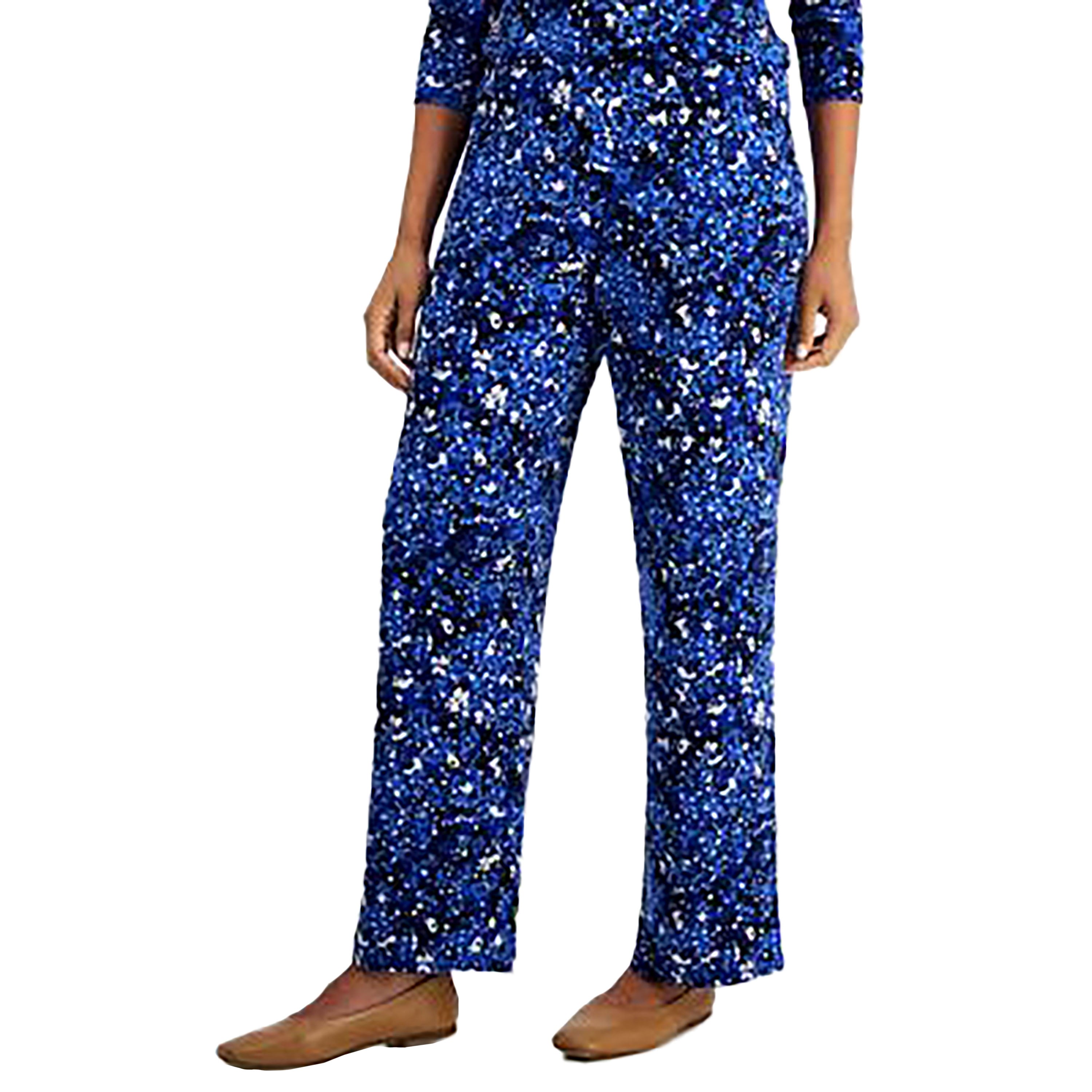 Women's Knit Dressing Printed Pull-On Pants Modern Blue Combo S
