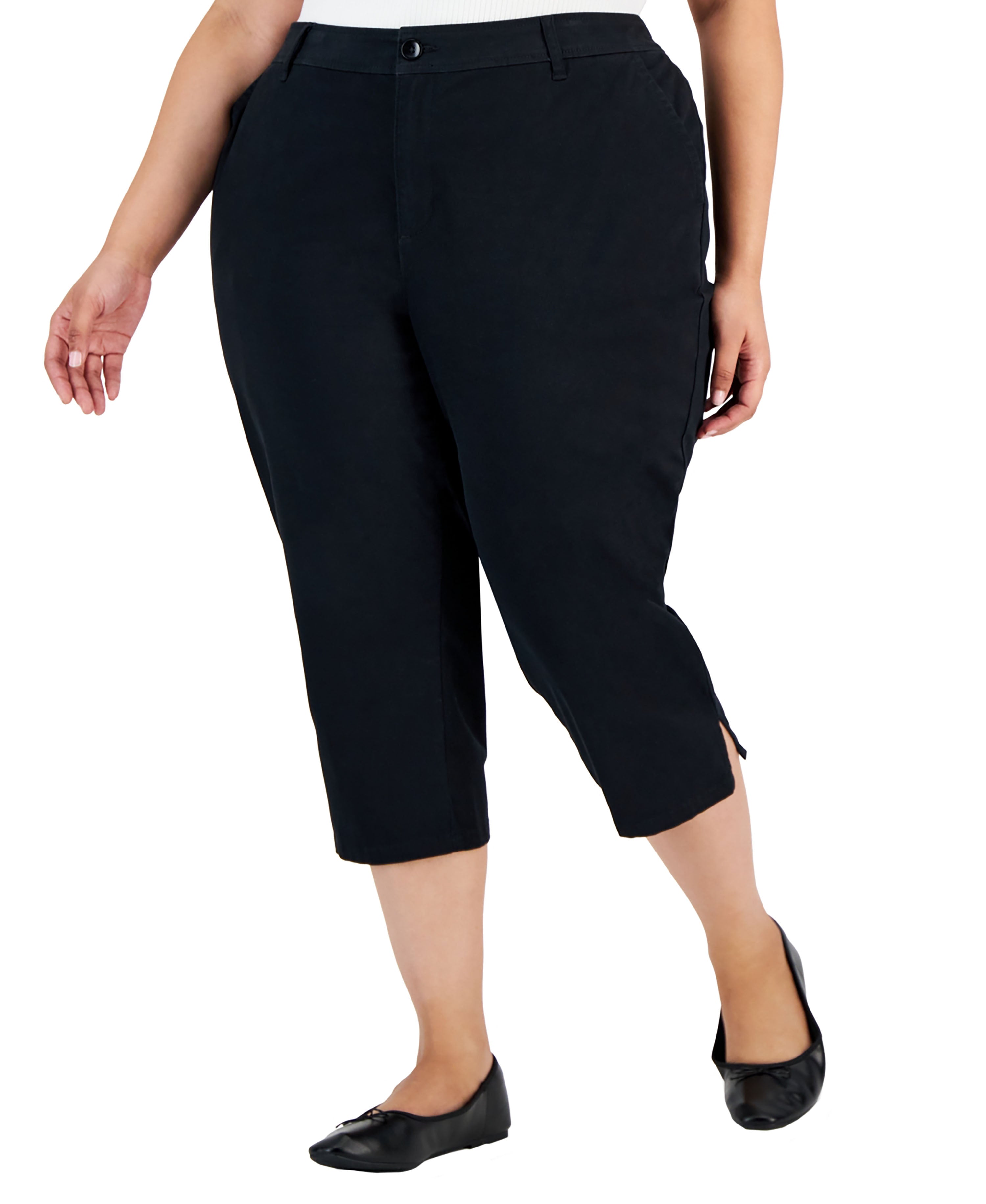 Women's Plus Size Mid-Rise Comfort Waist Capri Pants