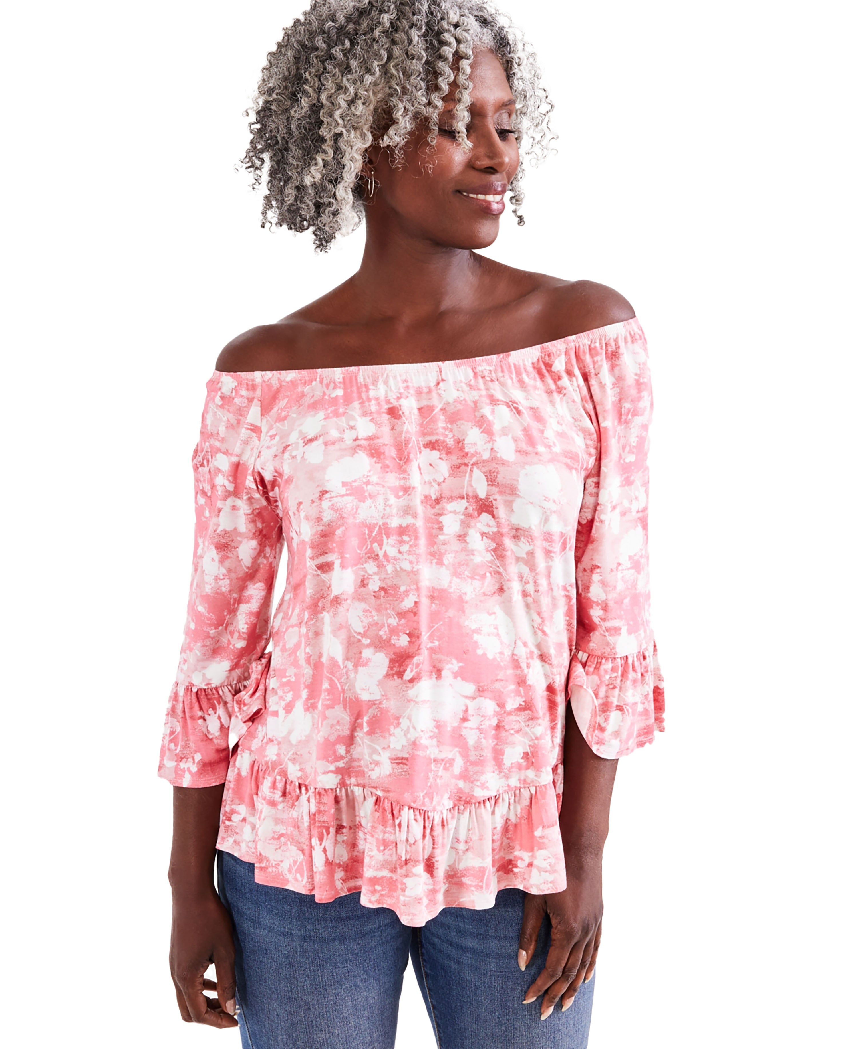 Petite Embellished Convertible-Neck Top Sunset Pink Icing PM