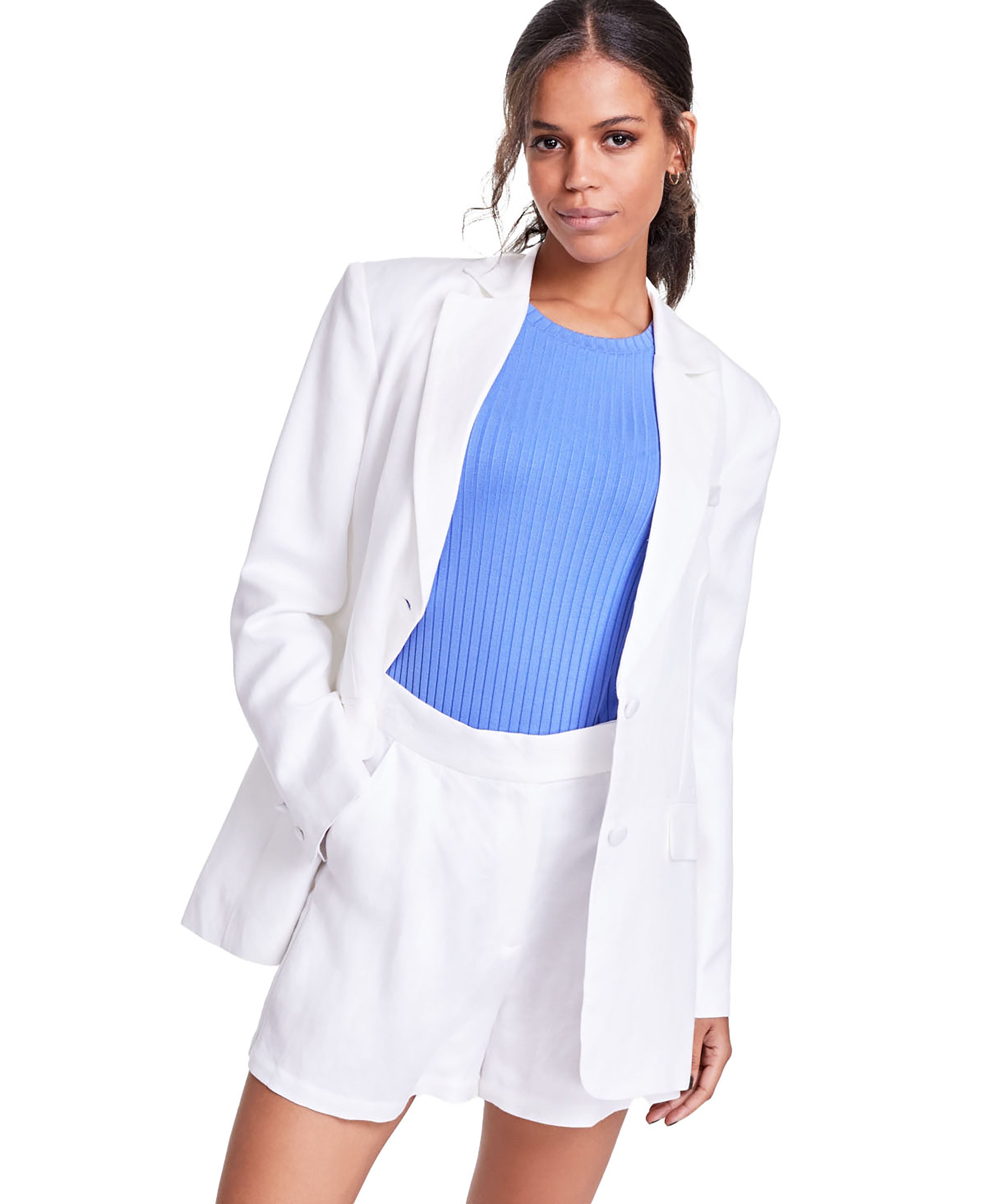 Women's Linen Blend Two-Button Blazer