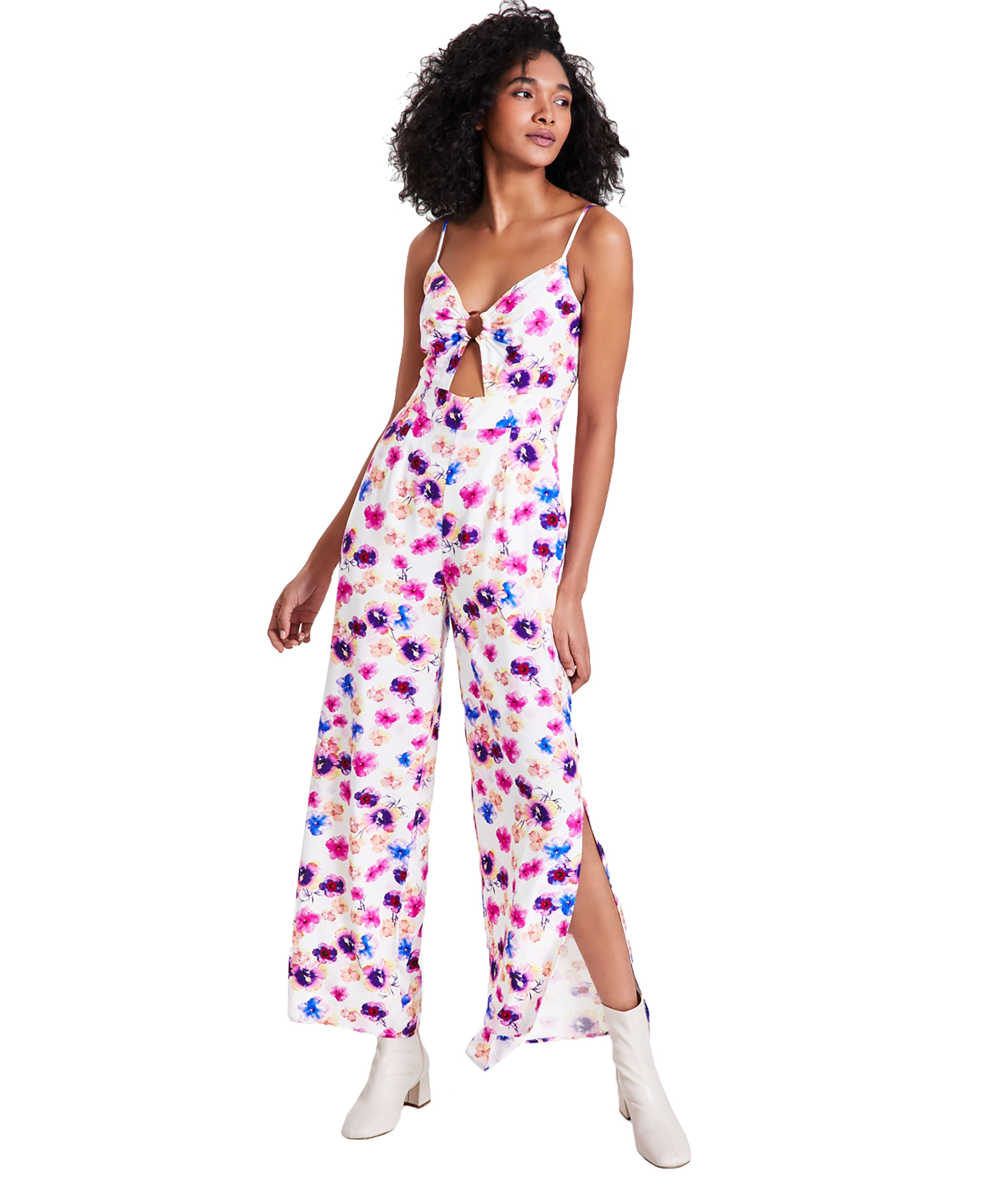 Women's Floral-Print O-Ring Jumpsuit Tatiana Trop 12