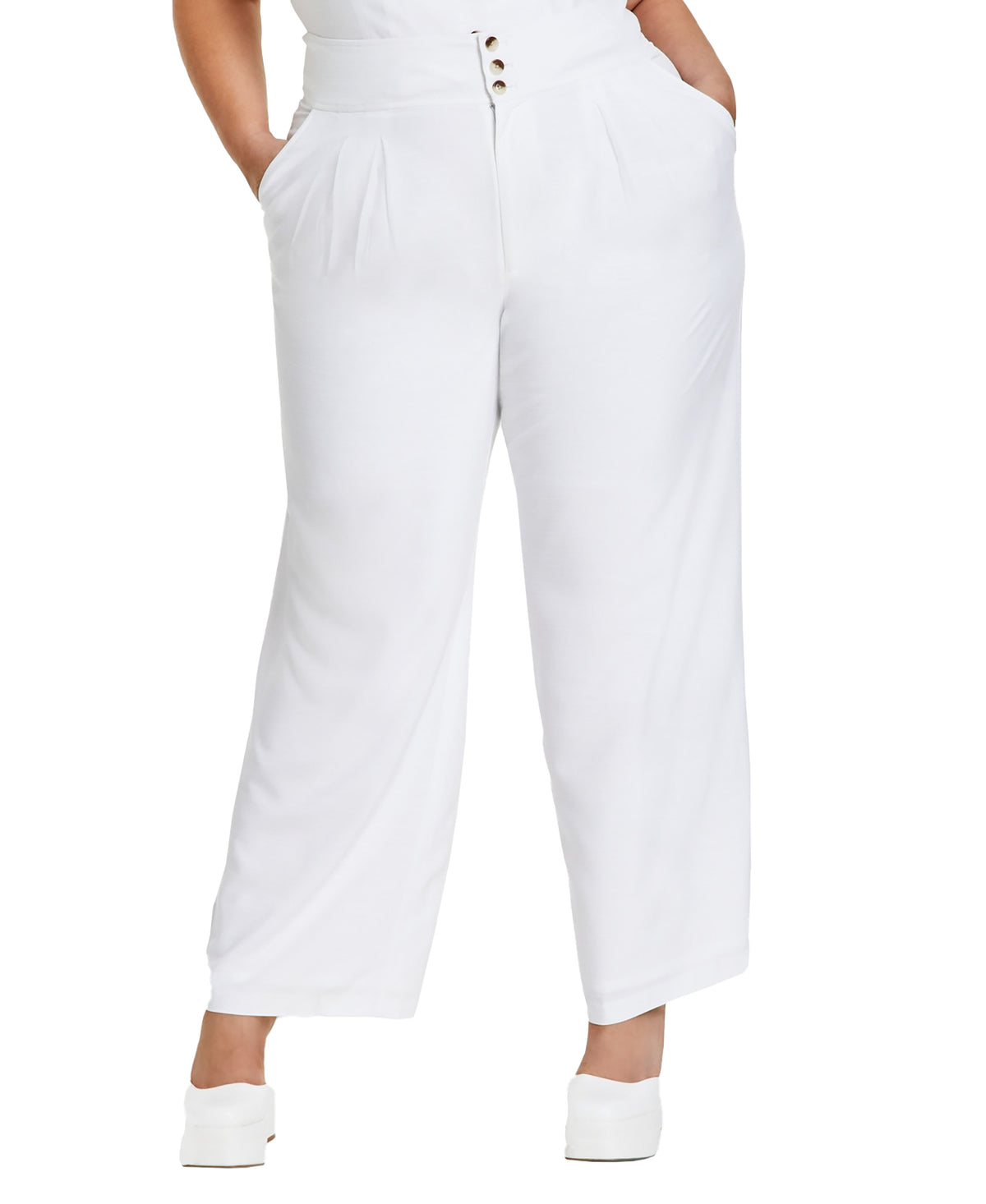 Plus Size High Rise Pleated Wide-Leg Pants