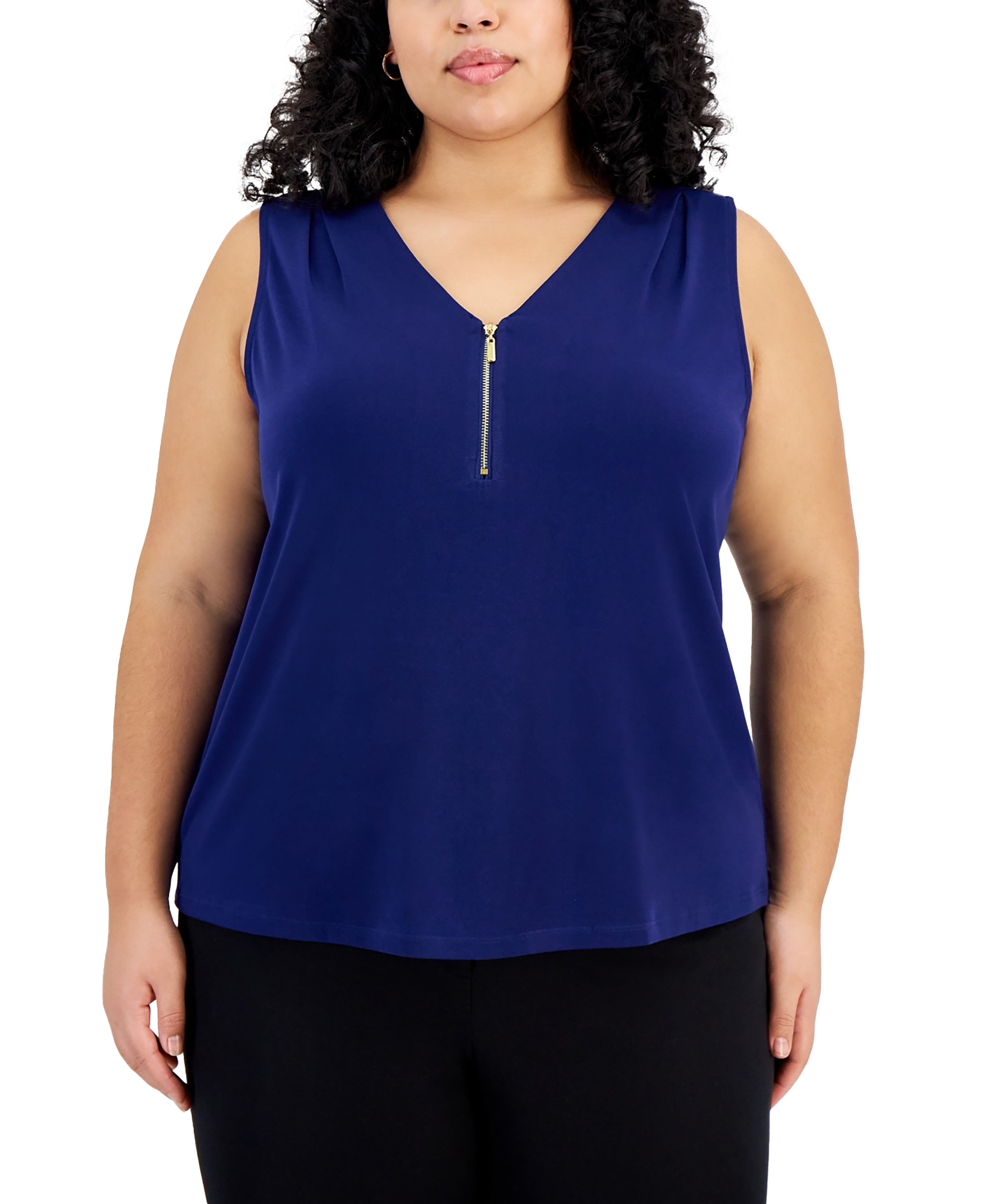 INC Plus Size Half-Zip Tank Top Sapphire C 2X