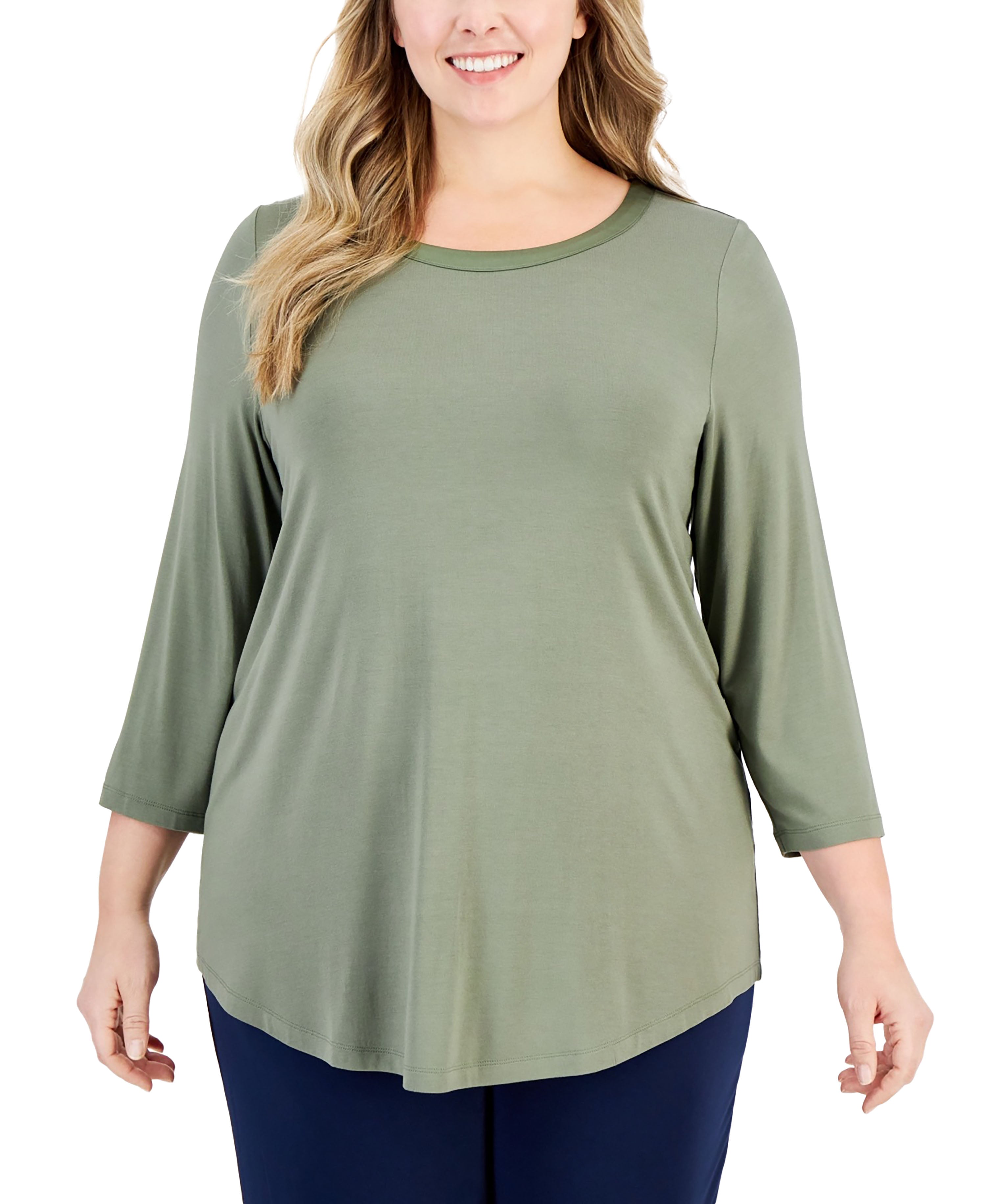 Plus Size Satin-Trim Top
