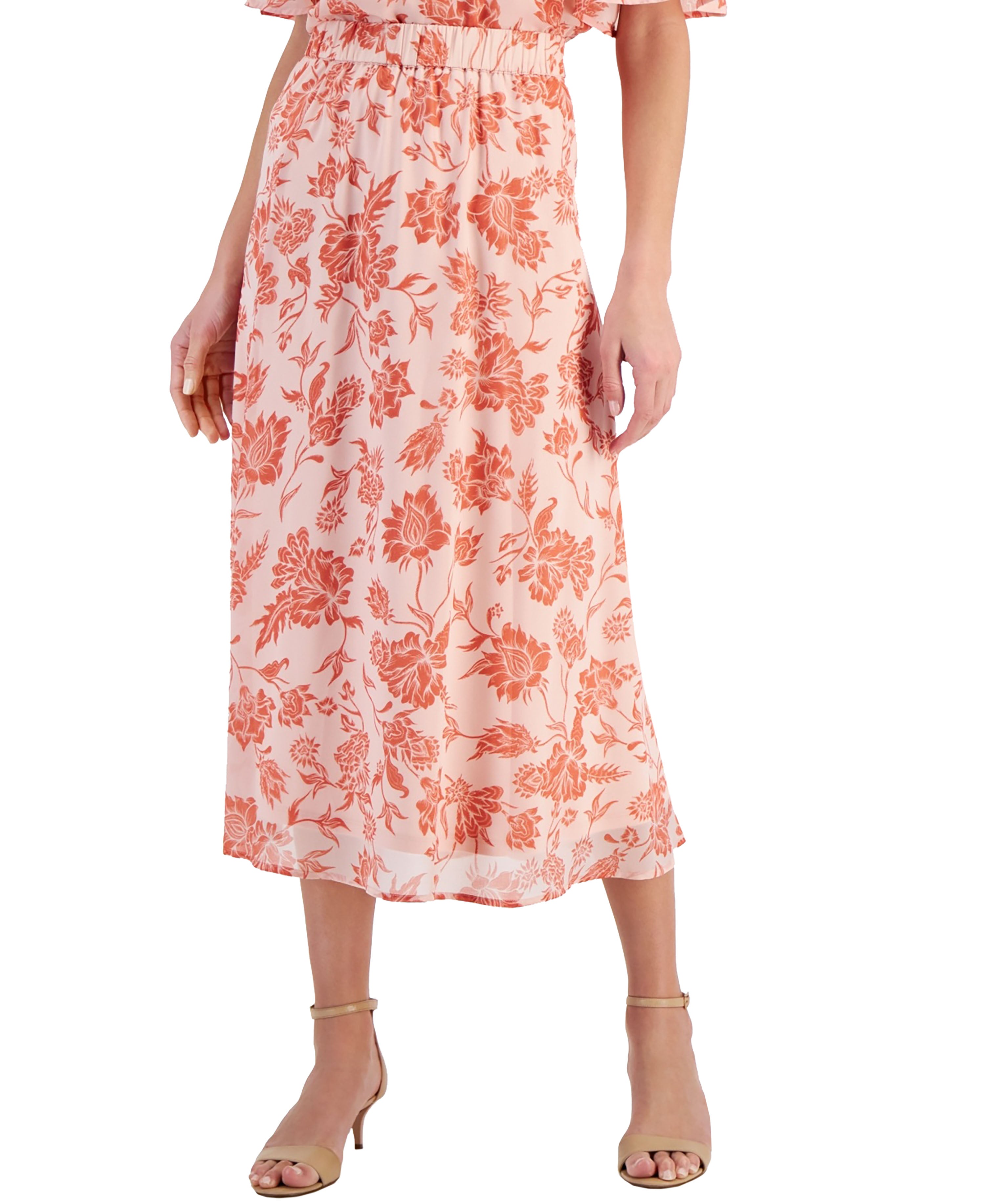 Women's Printed Pull-On Skirt Rose Tint Combo XXL