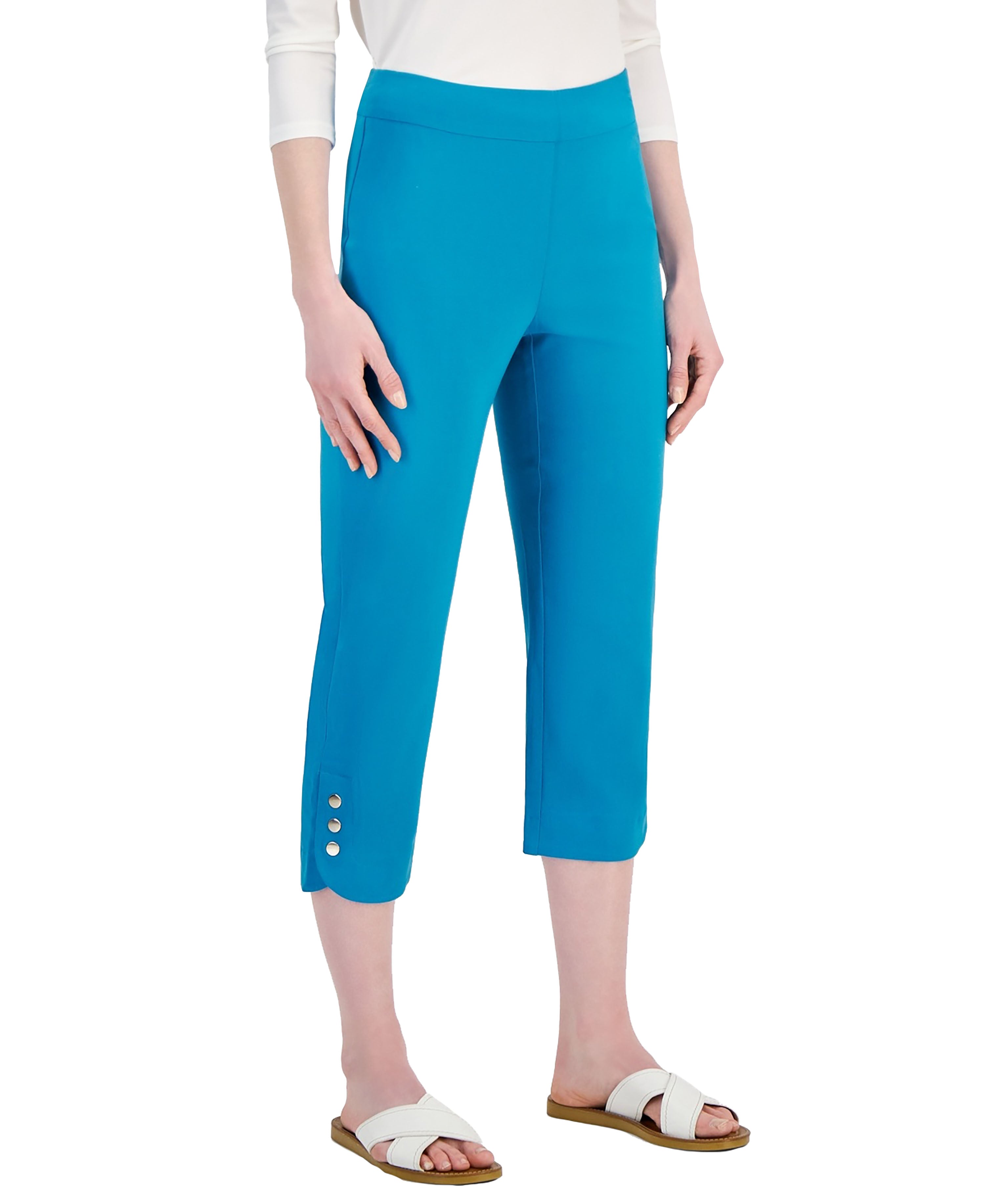 Women's Snap-Hem Pull-On Capri Pants Seafrost XL