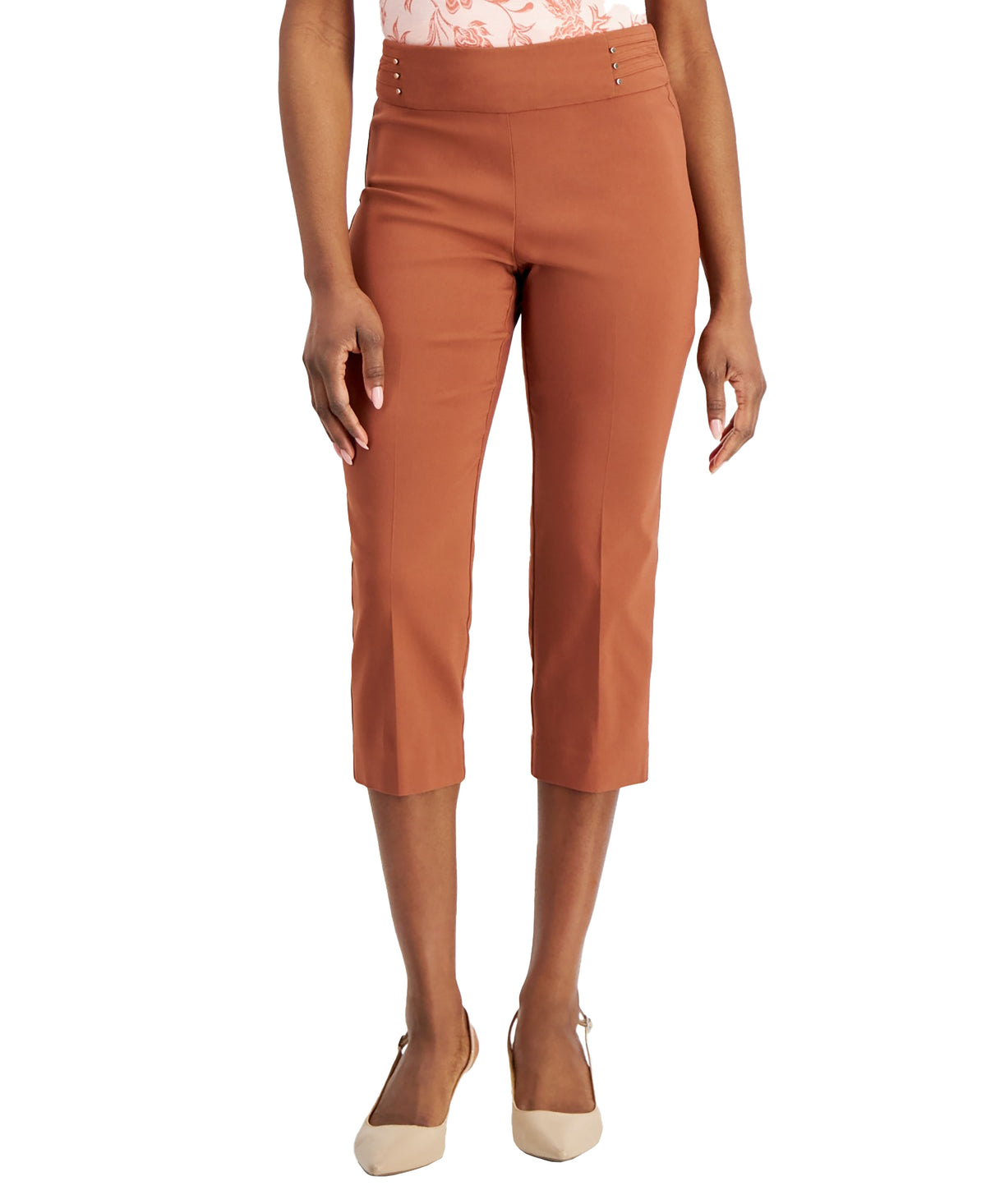 Petite Rivet-Detail Capri Pants