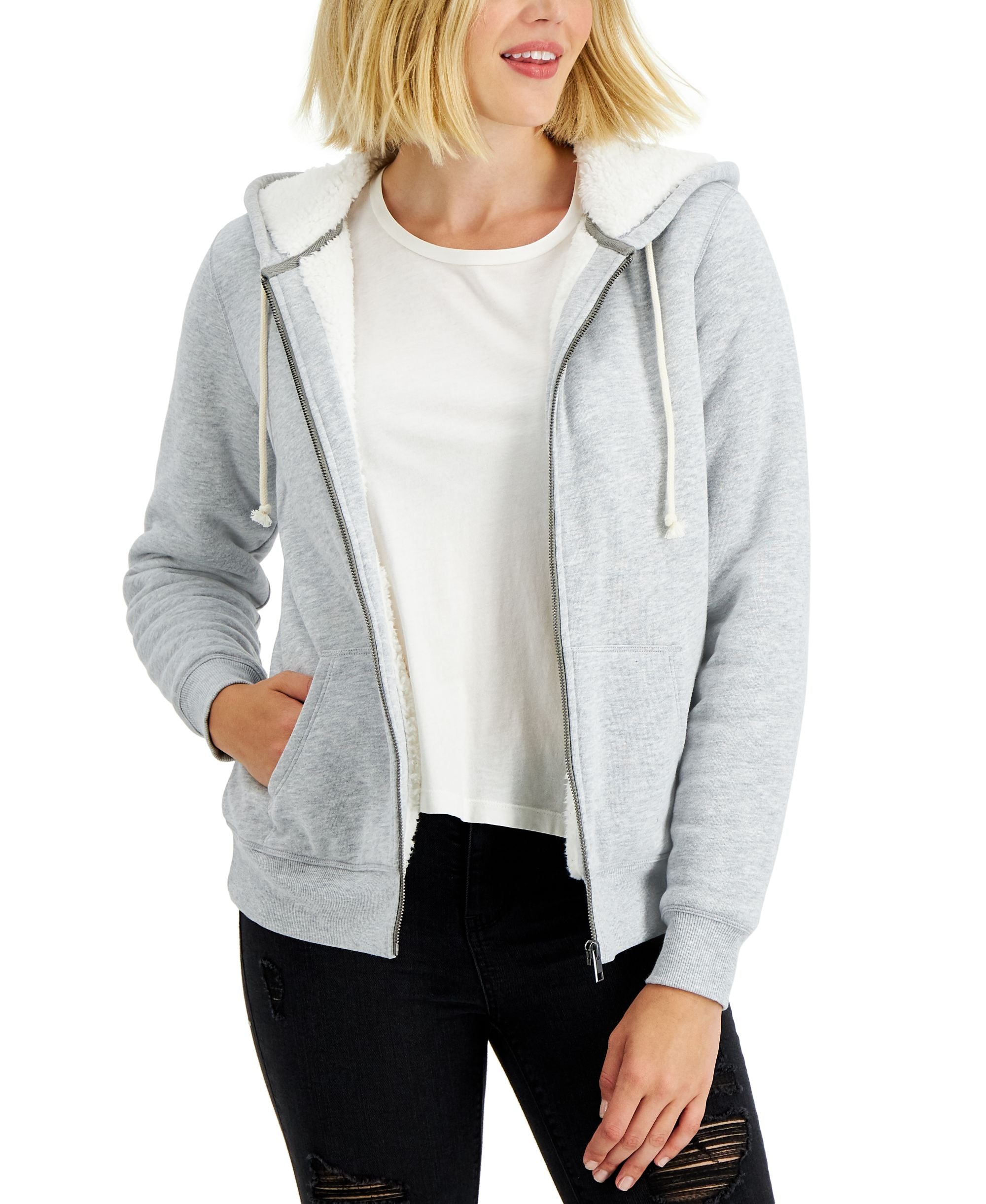 Style & Co Heathered Fleece Zip Hoodie