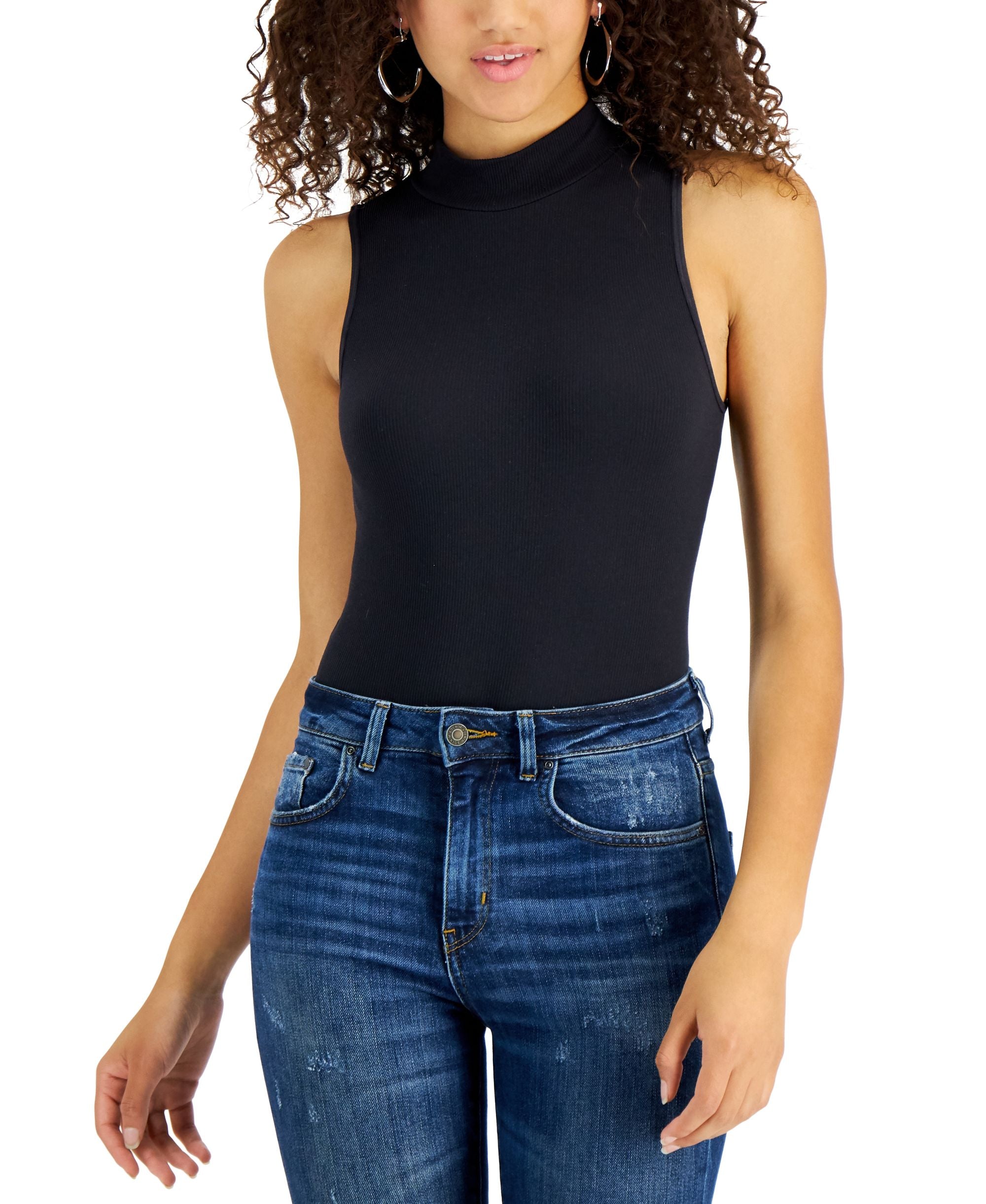 Juniors' Seamless Mock-Neck Bodysuit