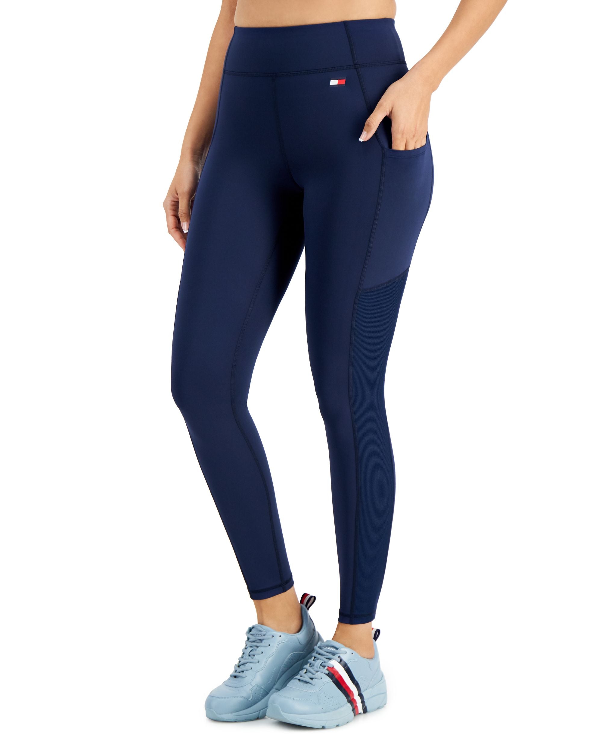 Tommy Hilfiger Sport High Rise Side Pocket Ribbed Inset Full Length Leggings