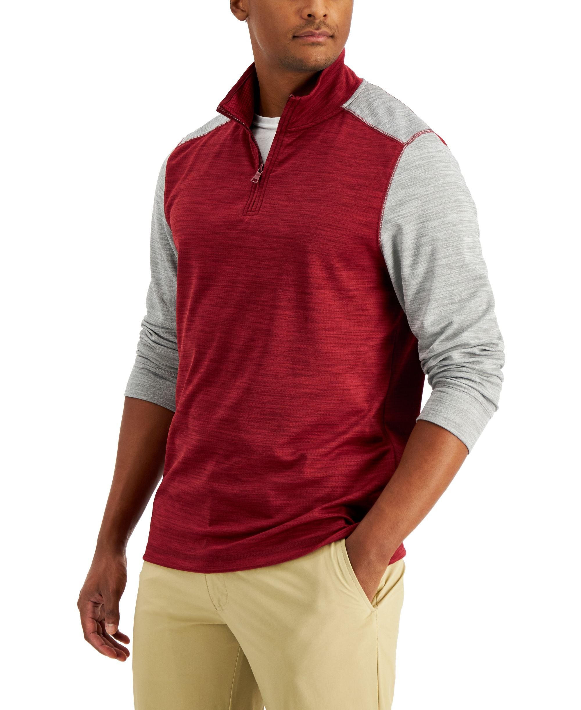 Club Room Mens Colorblocked Quarter Zip Pullover