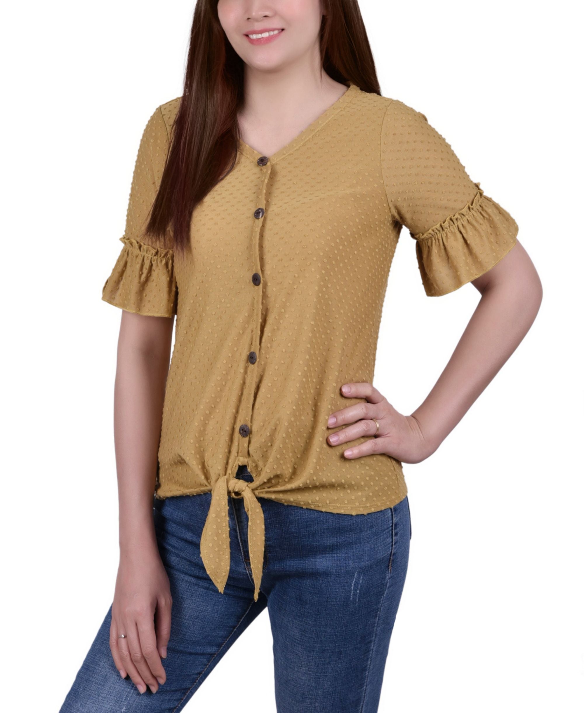 Women's Short Ruffle Sleeve Blouse