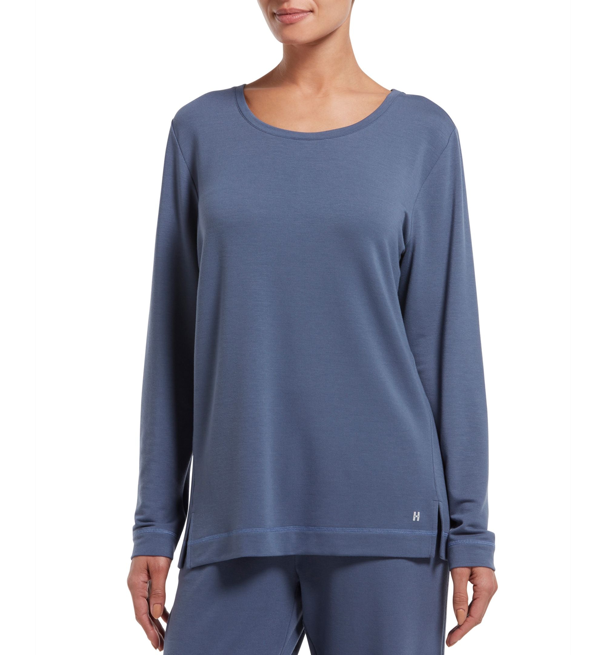 Hue Plus Size Solid Long Sleeve Lounge T-Shirt