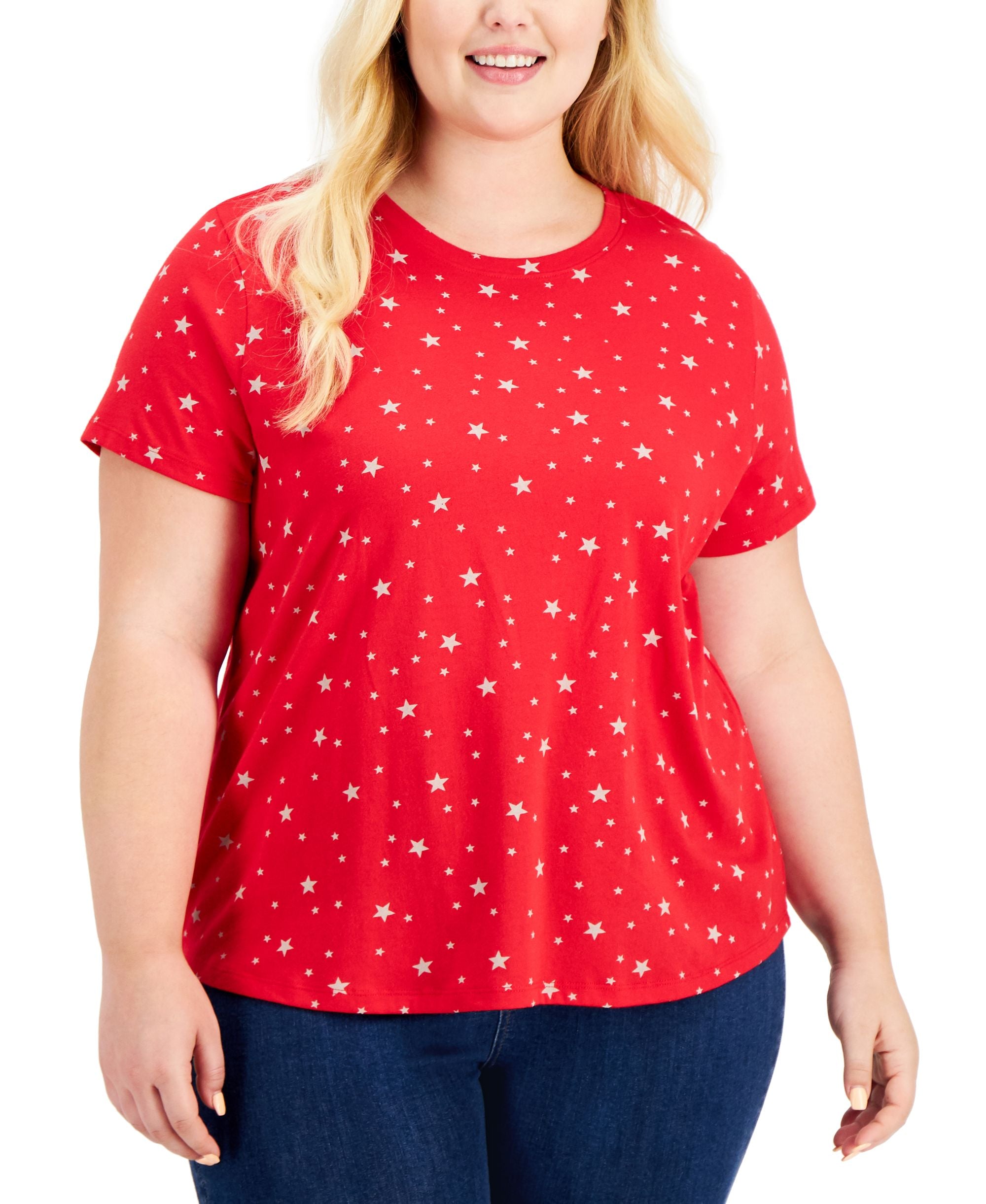 Style & Co Plus Size Cotton Star-Print Top