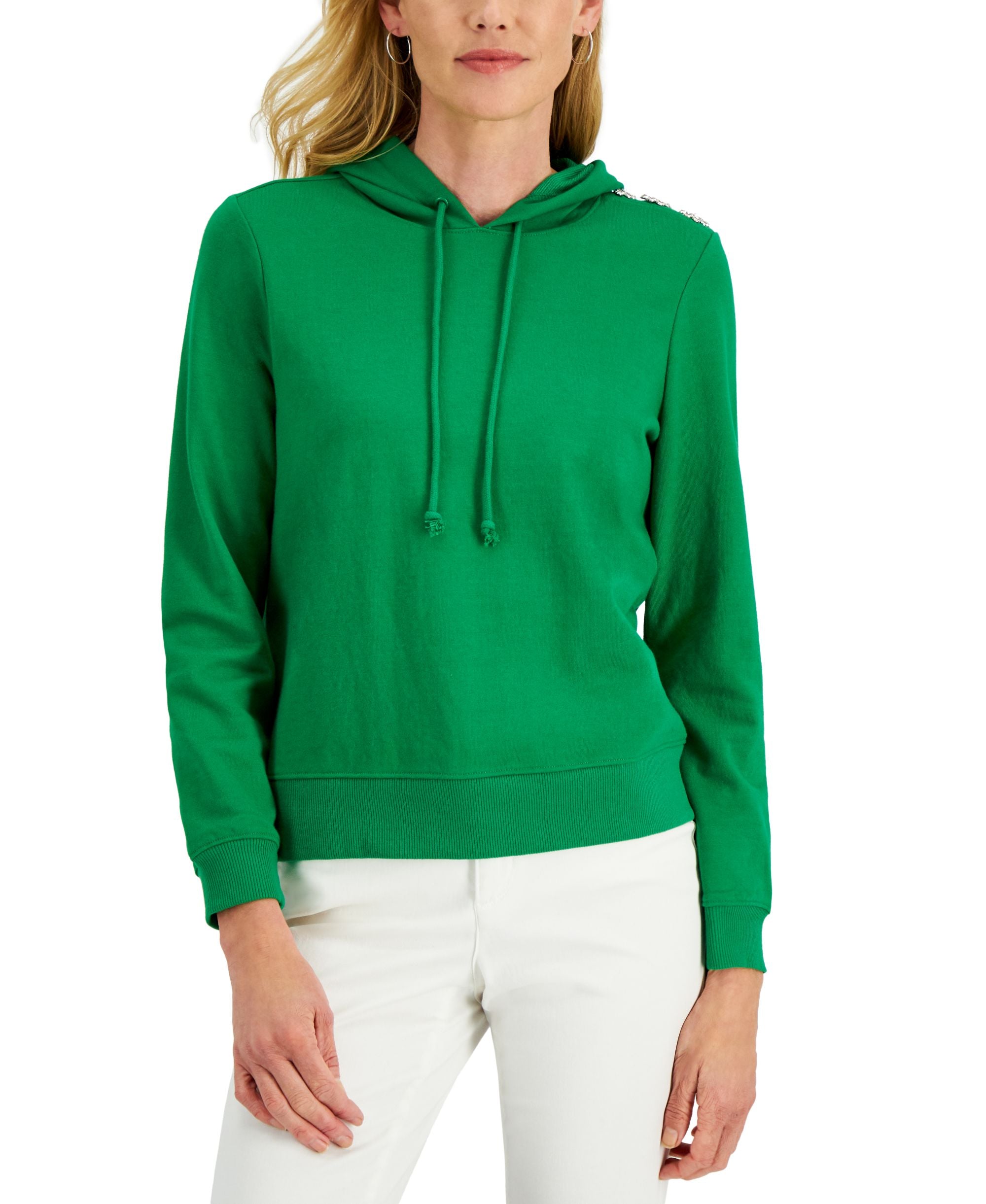 Charter Club Button Trim Hoodie