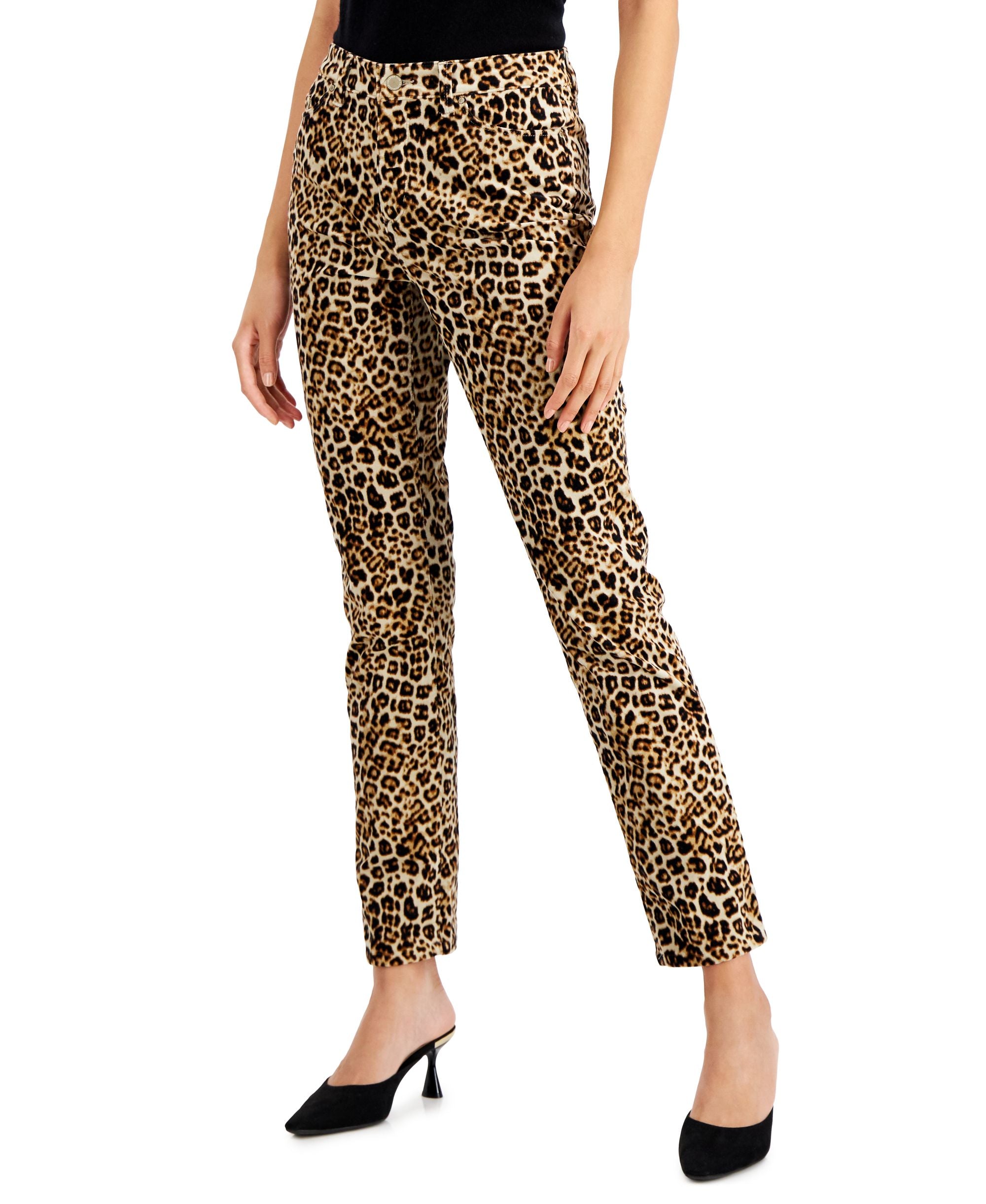Charter Club Petite Lexington Leopard Print Velveteen Pants