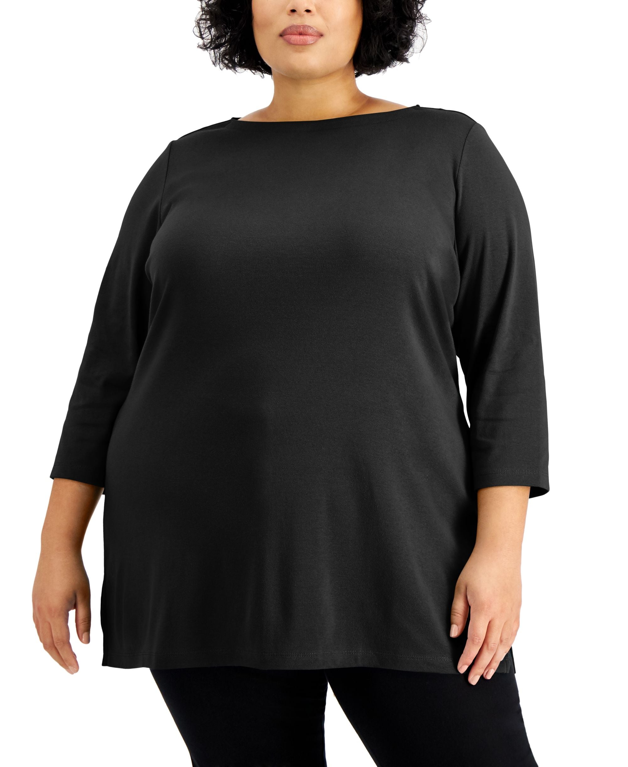 Plus Size Boat-Neck Tunic