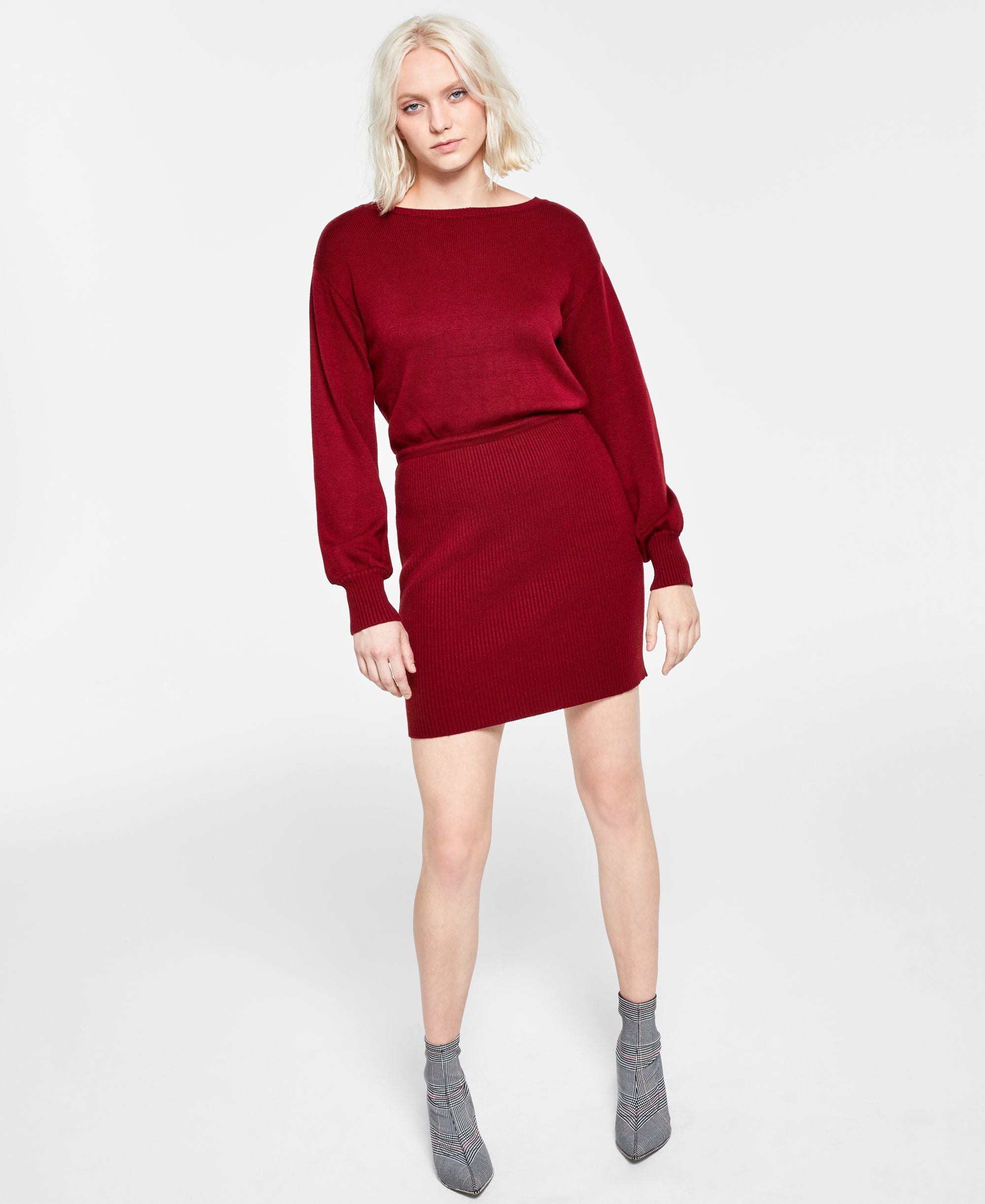 Bar III Chain-Trim Sweater Dress