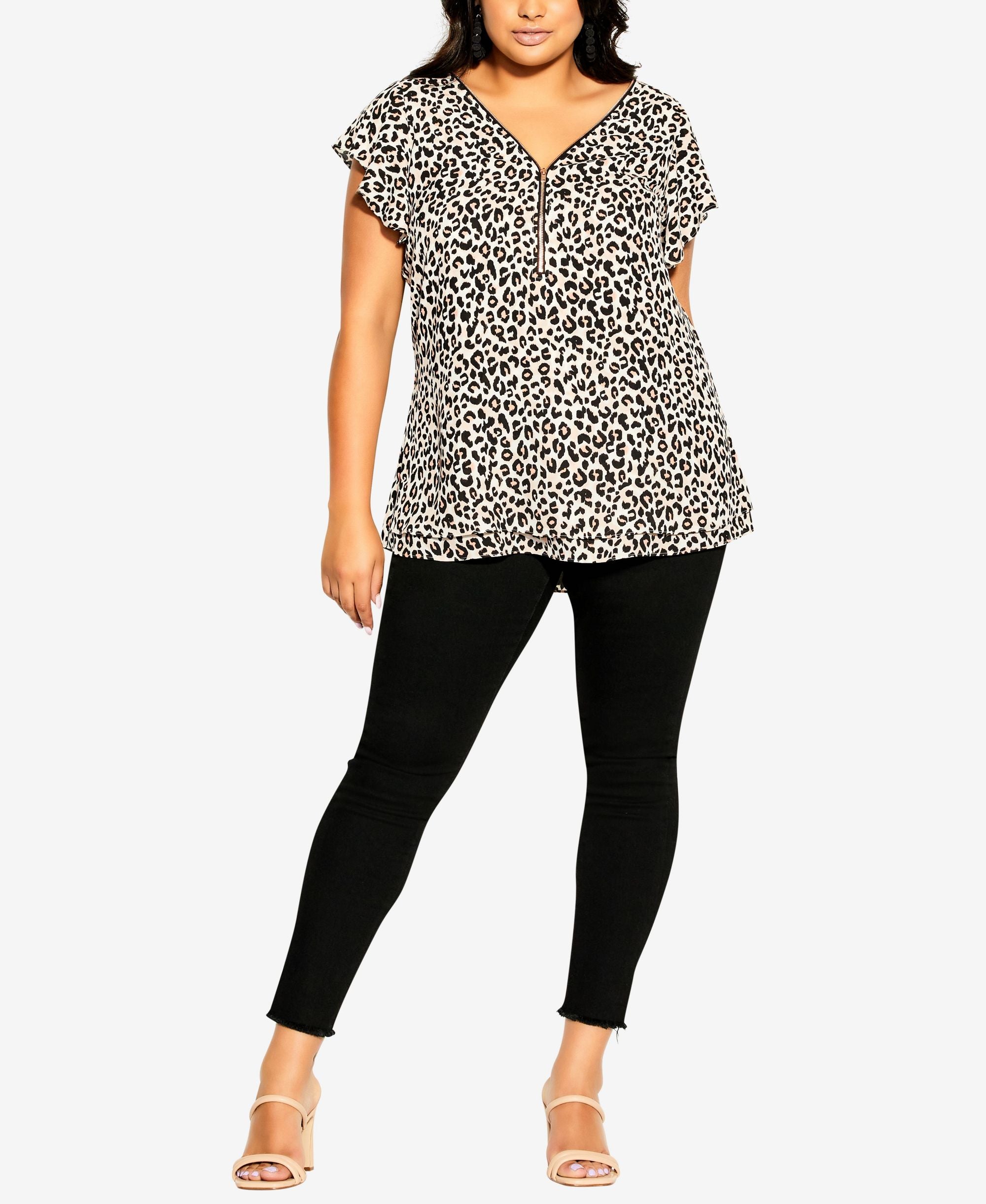 City Chic Trendy Plus Size Zip Prowess V-neck Top
