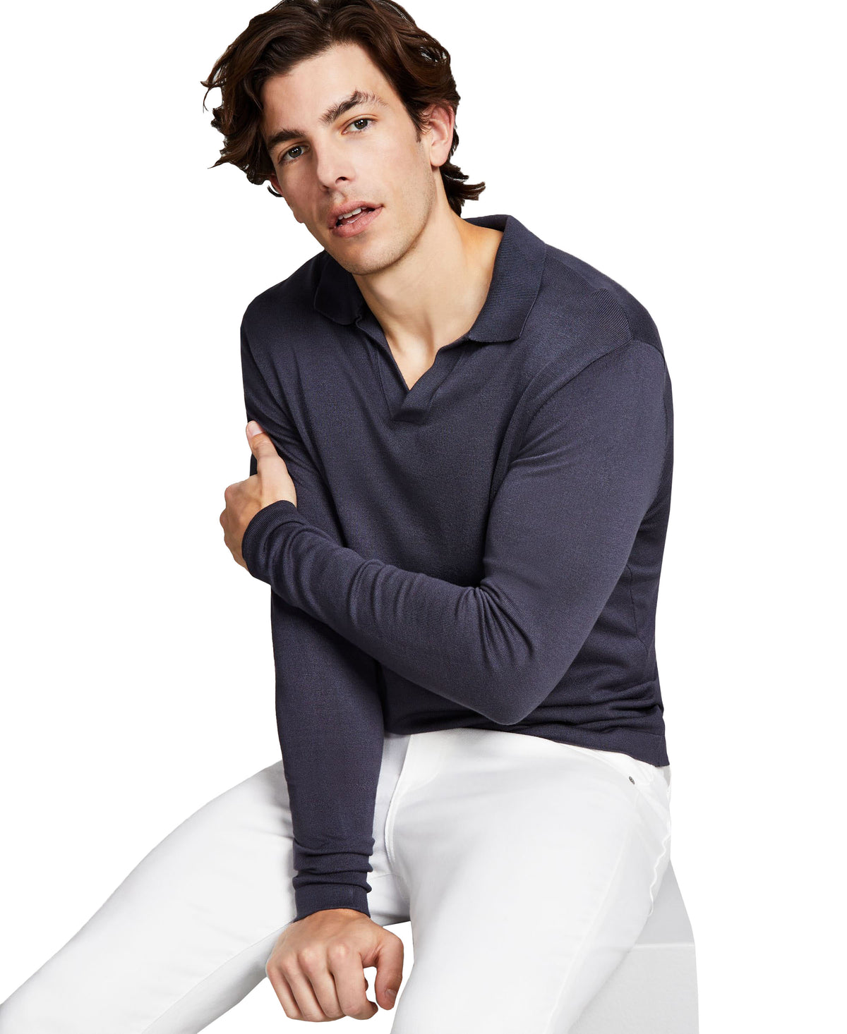 Men's Polo V-Neck Sweater